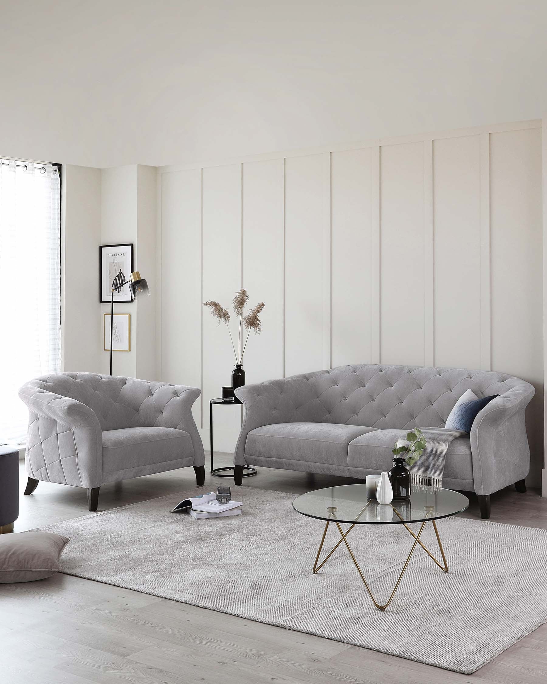 Luxe Modern Mid Grey Fabric Armchair