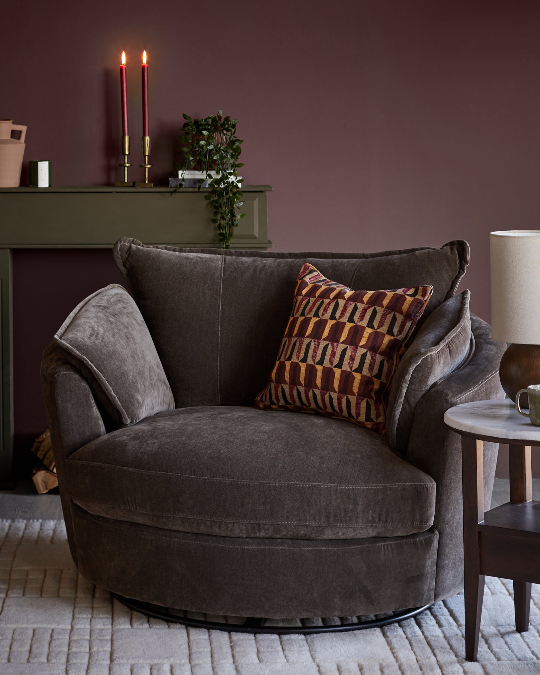 Maddox mocha chenille swivel chair