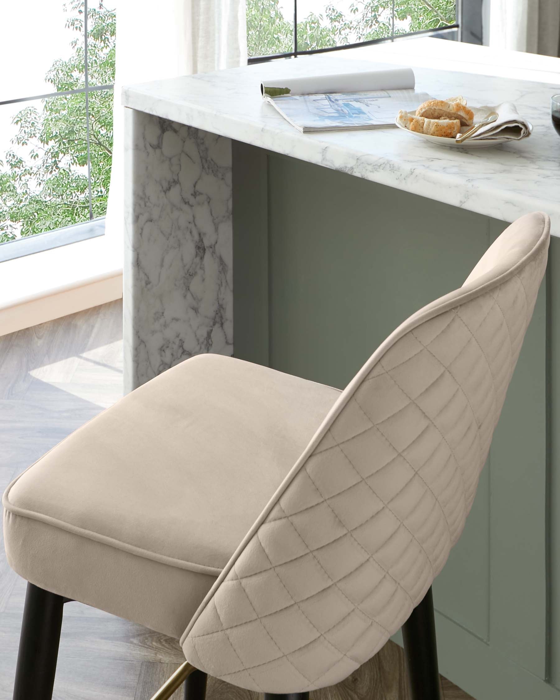 Mae Champagne Velvet Bar stool
