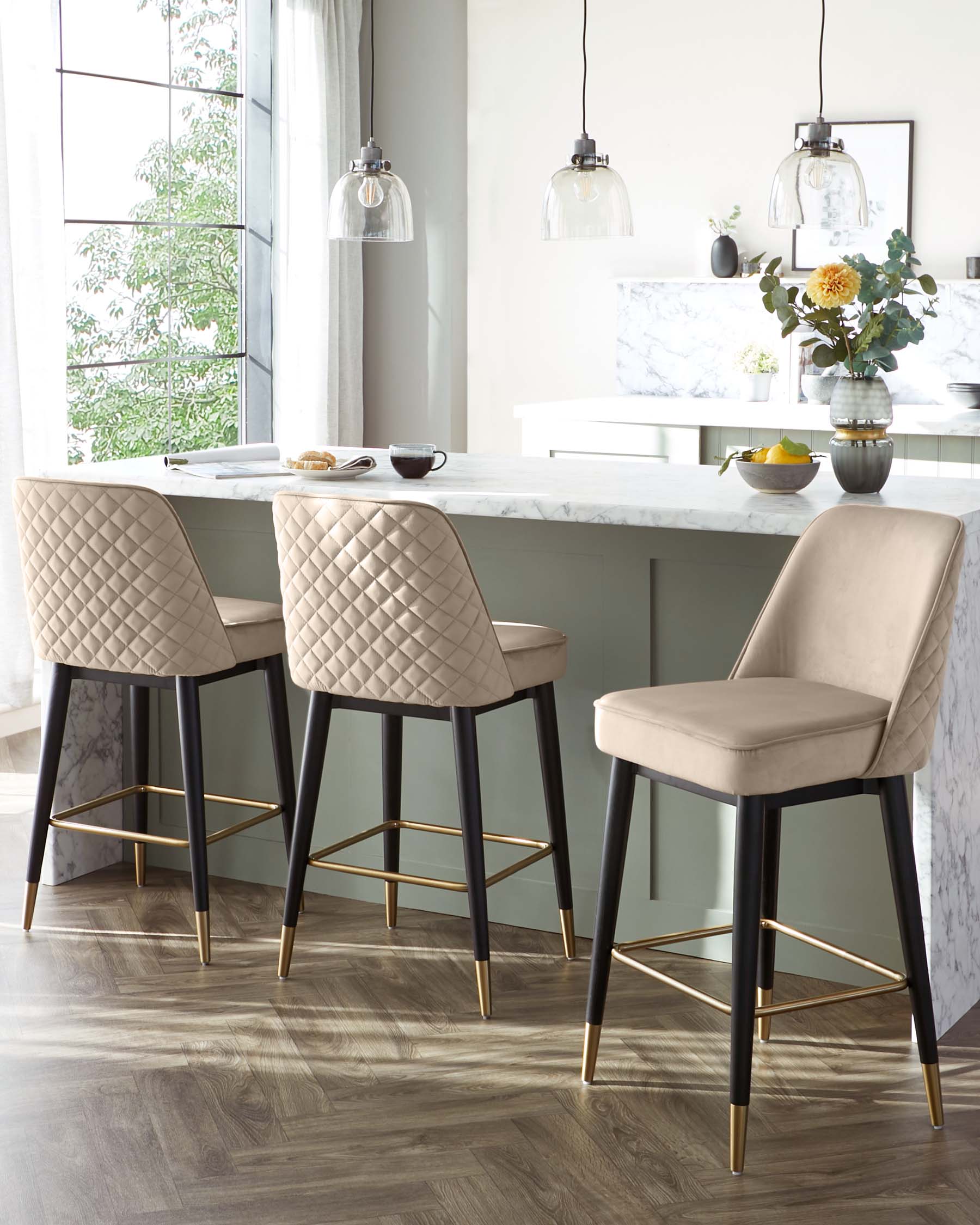 Mae Champagne Velvet Bar stool