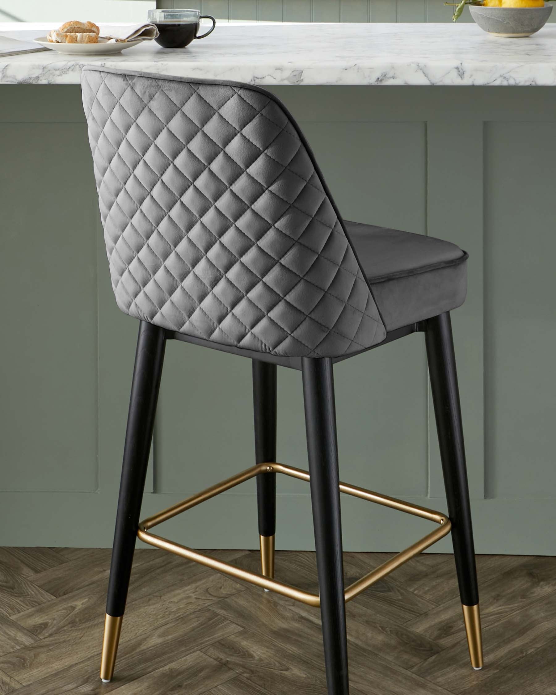 Mae Dark Grey Velvet Bar stool