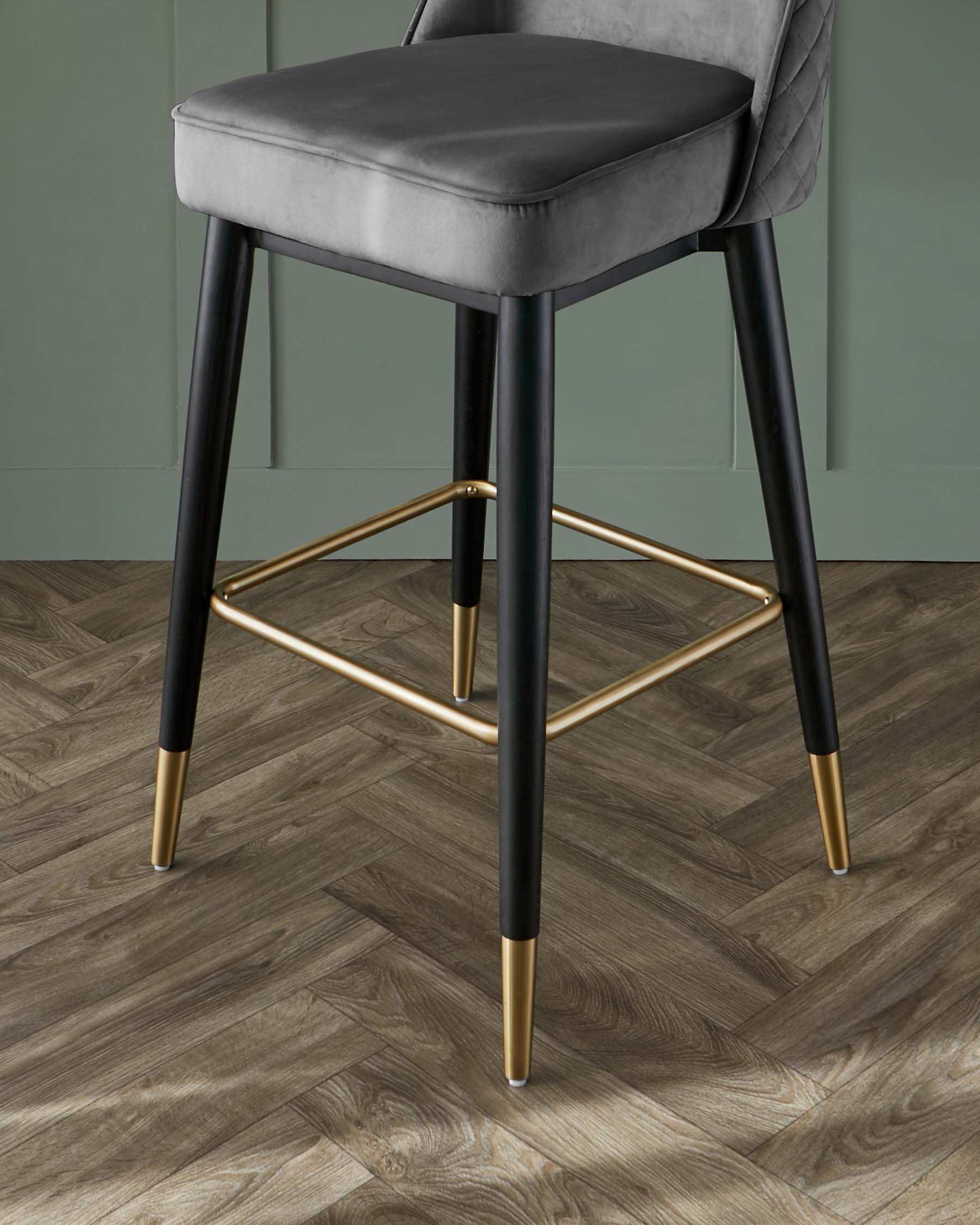 Mae Dark Grey Velvet Bar stool