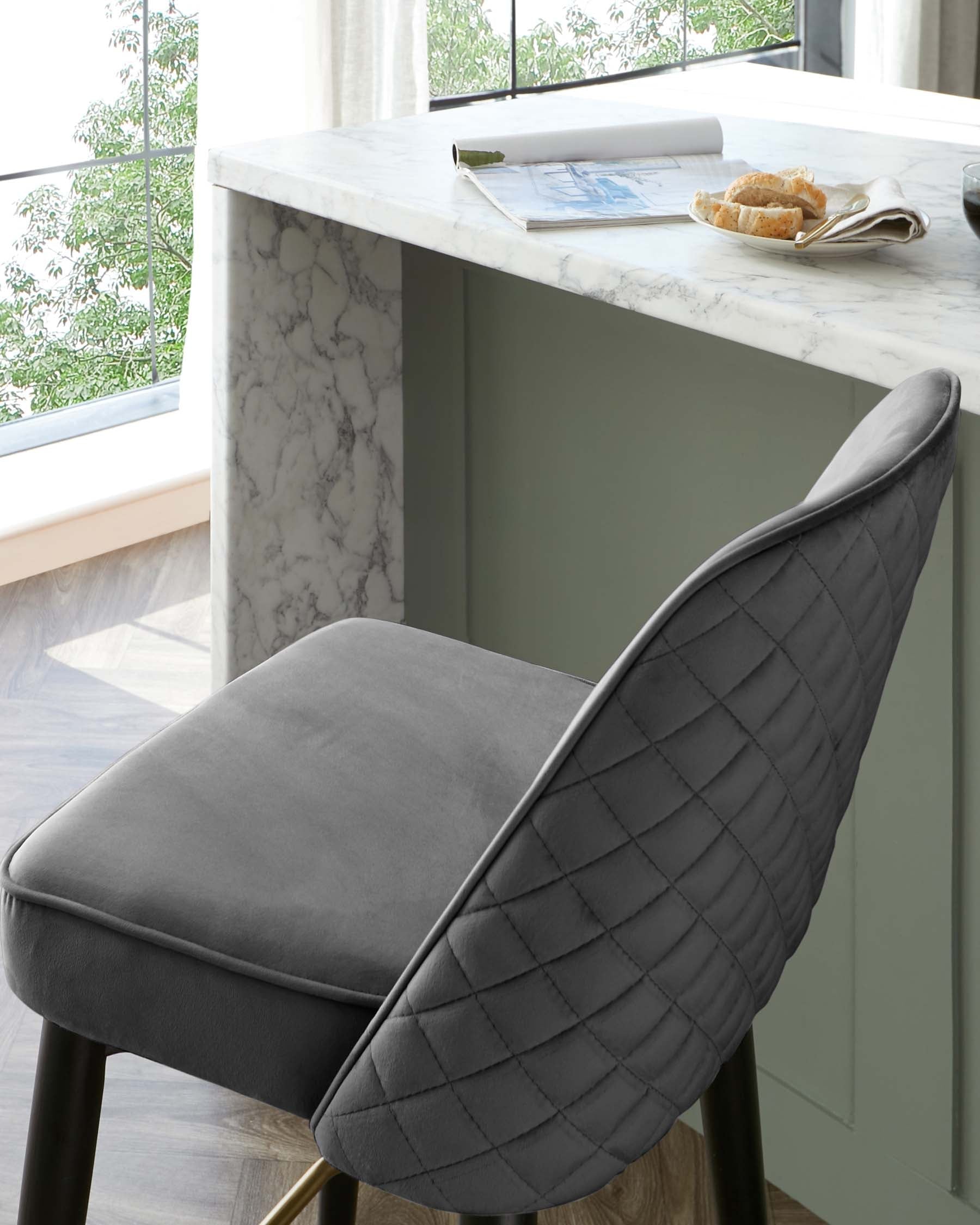 Mae Dark Grey Velvet Bar stool