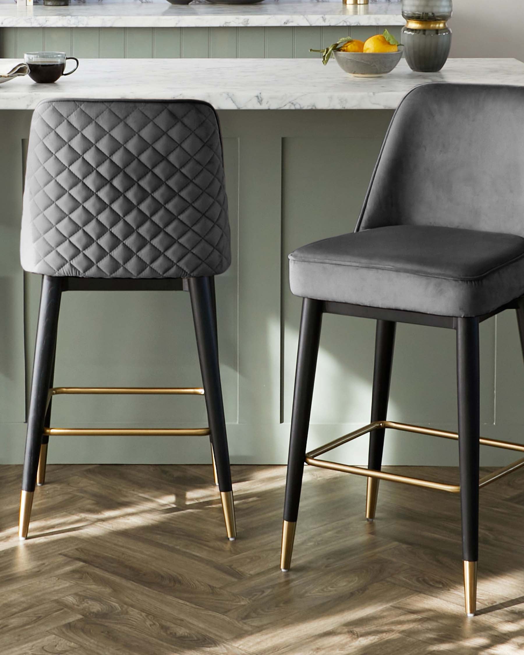 Mae Dark Grey Velvet Bar stool