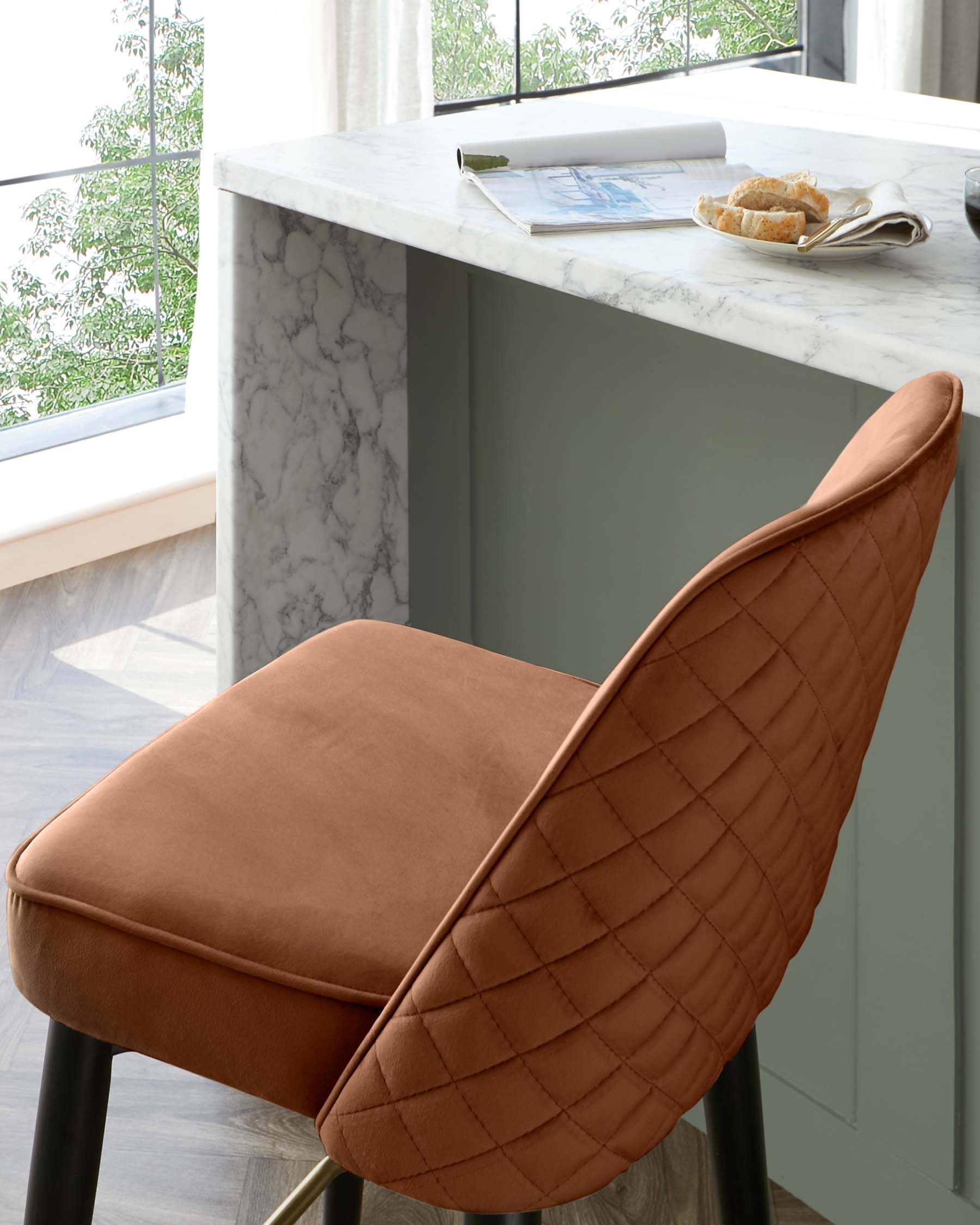 Mae Rust Velvet Bar stool
