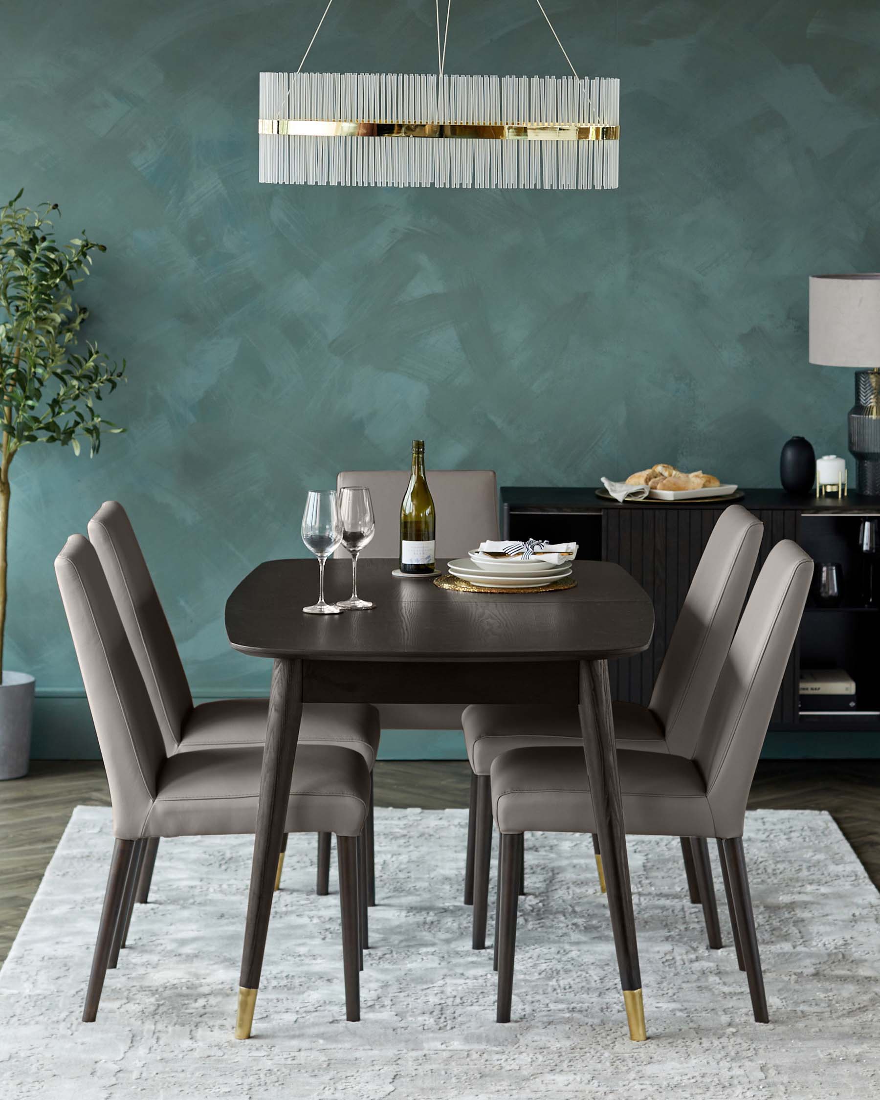 Clover Black Ash Extending 6 to 8 Seater Dining Table