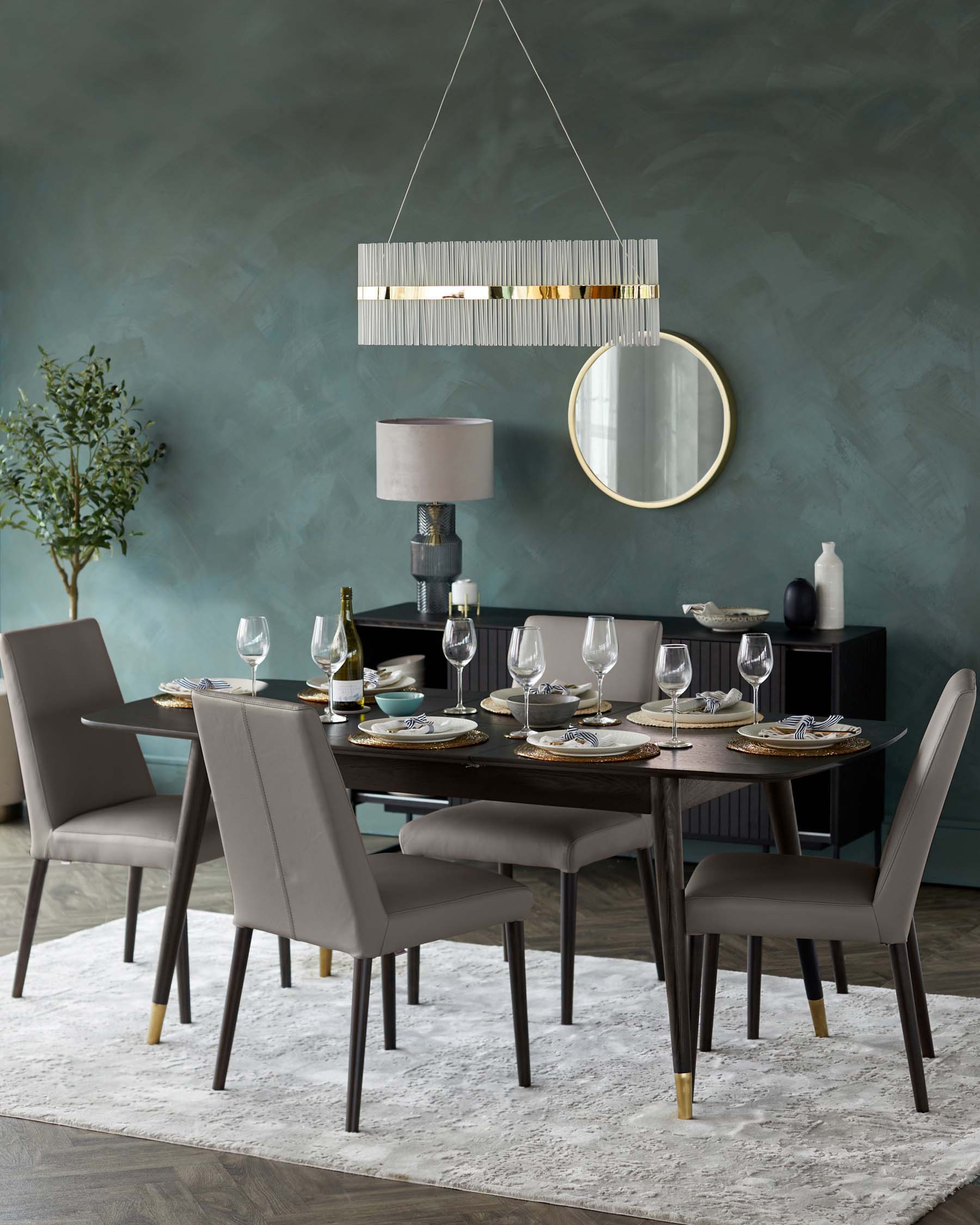 Clover Black Ash Extending 6 to 8 Seater Dining Table