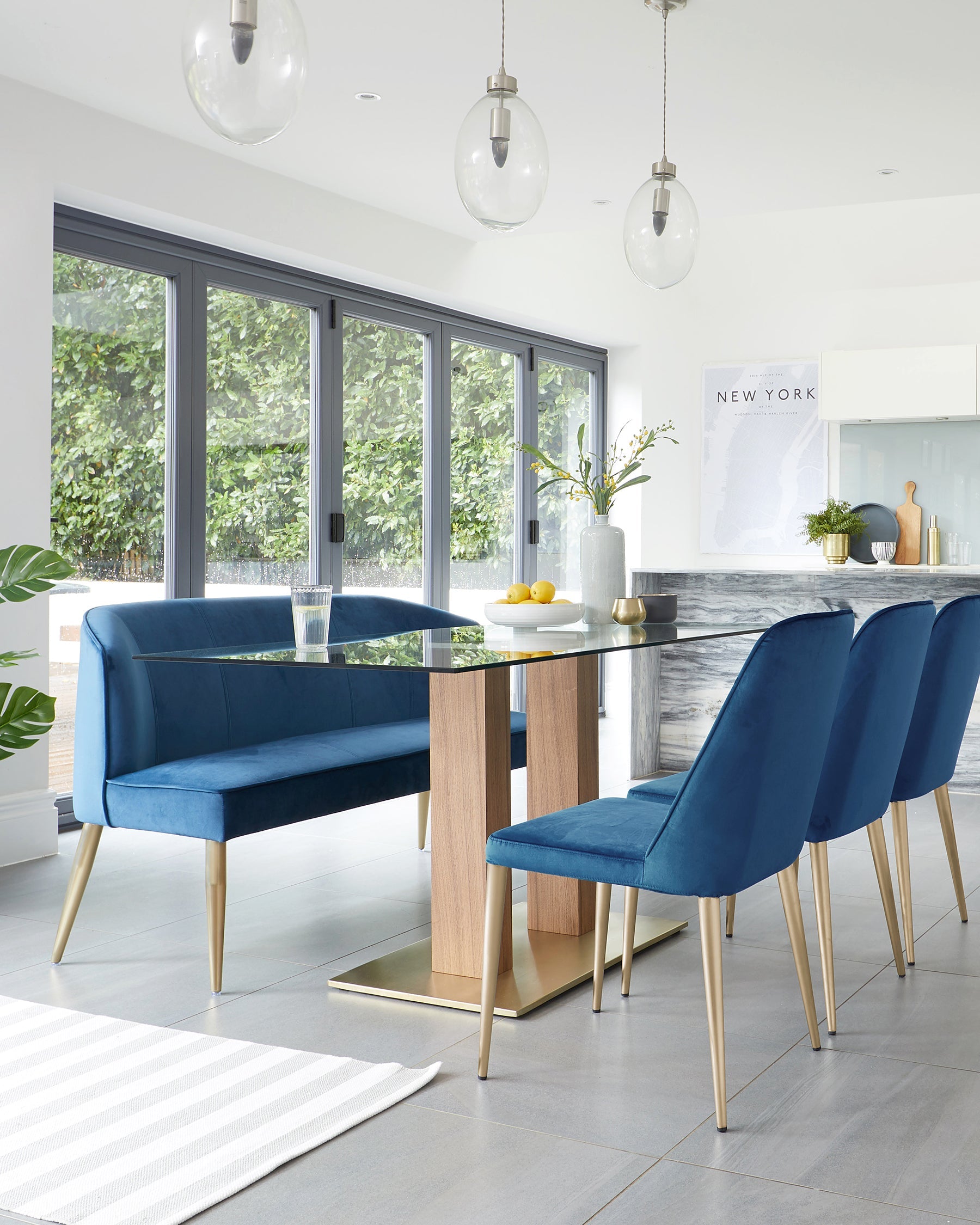 Mia Glass And Brass 6 Seater Dining Table