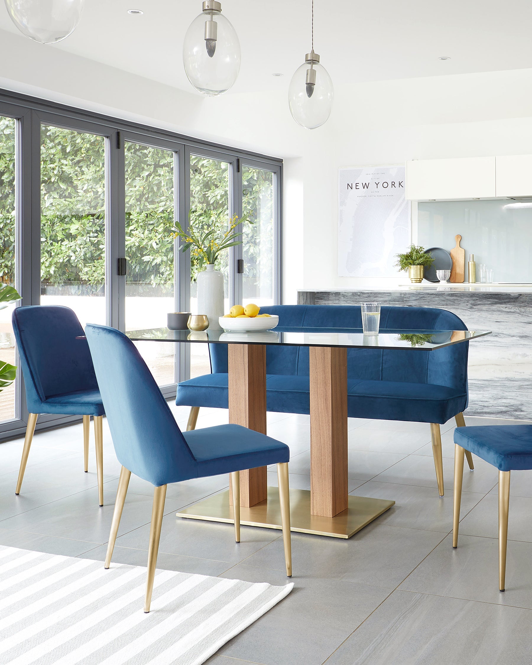 Mia Glass And Brass 6 Seater Dining Table