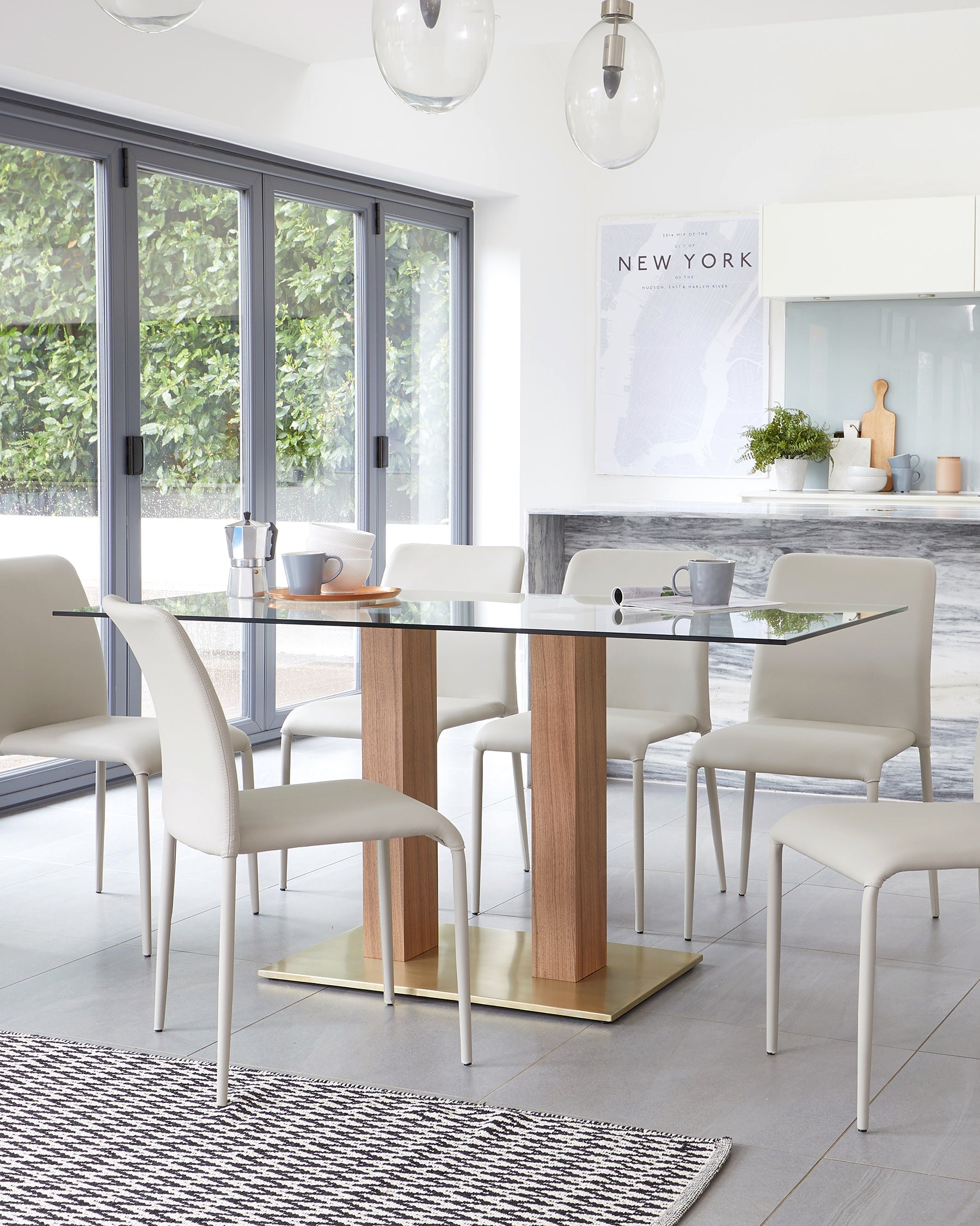 Mia Glass And Brass 6 Seater Dining Table
