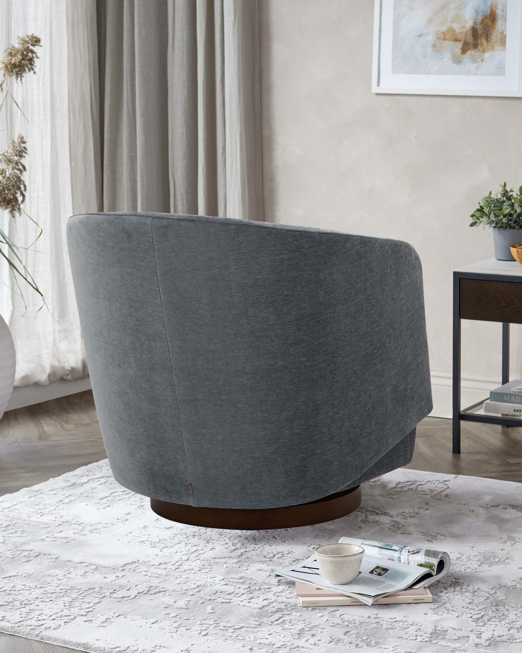 Natalia blue grey chenille swivel accent chair