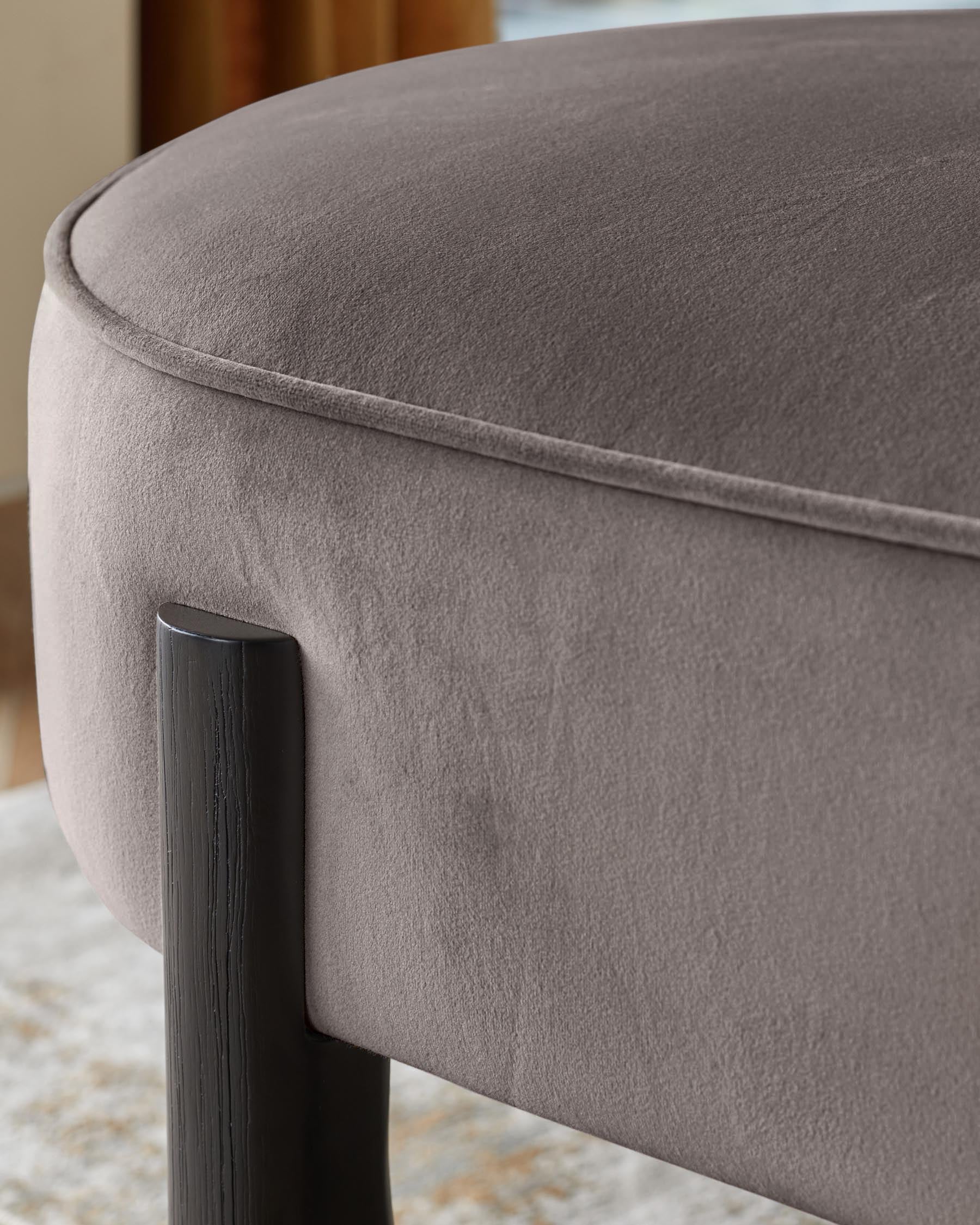 Orlan mocha velvet 3 seater dining bench with backrest
