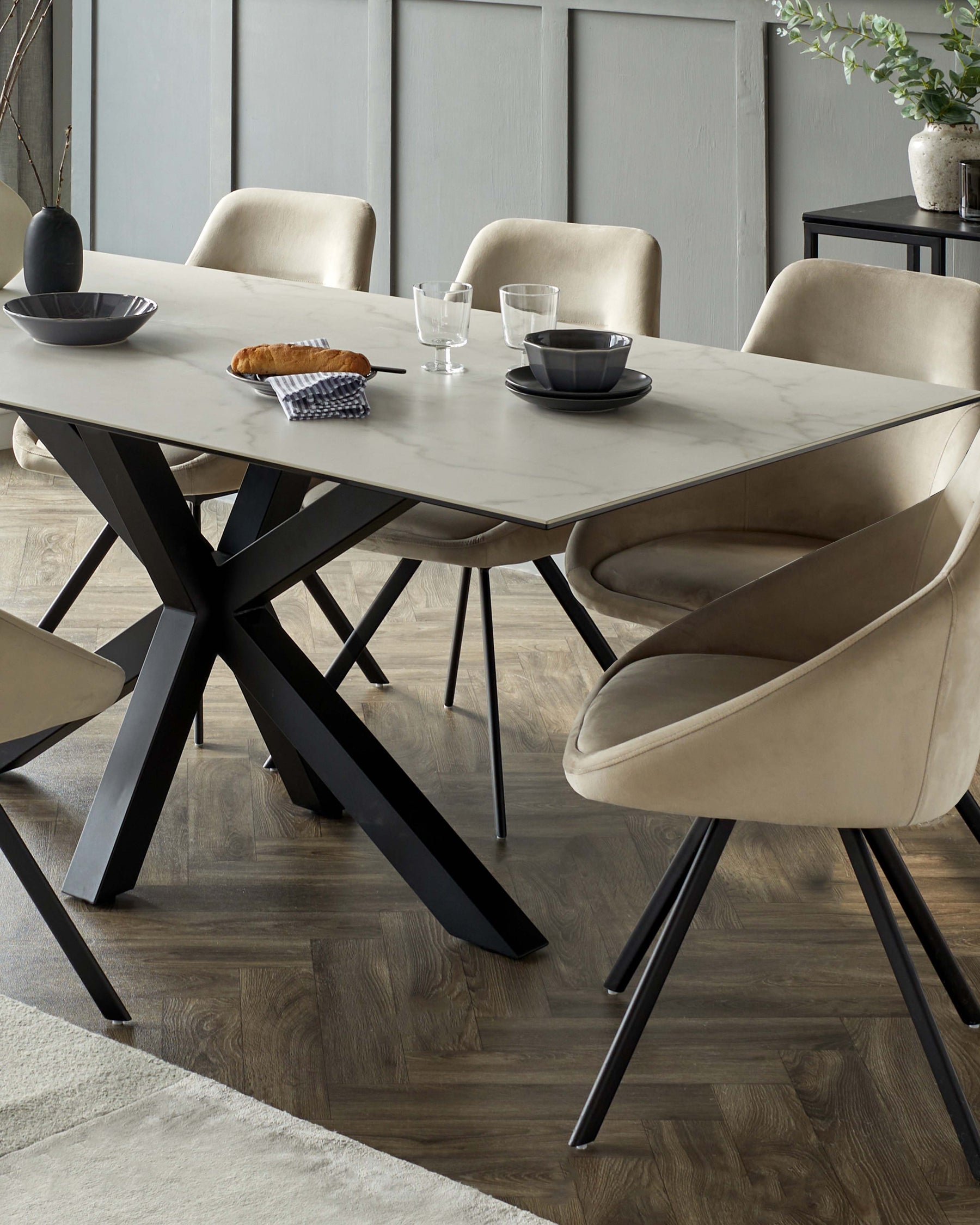 Riley White Marbled Ceramic 8 Seater Dining Table