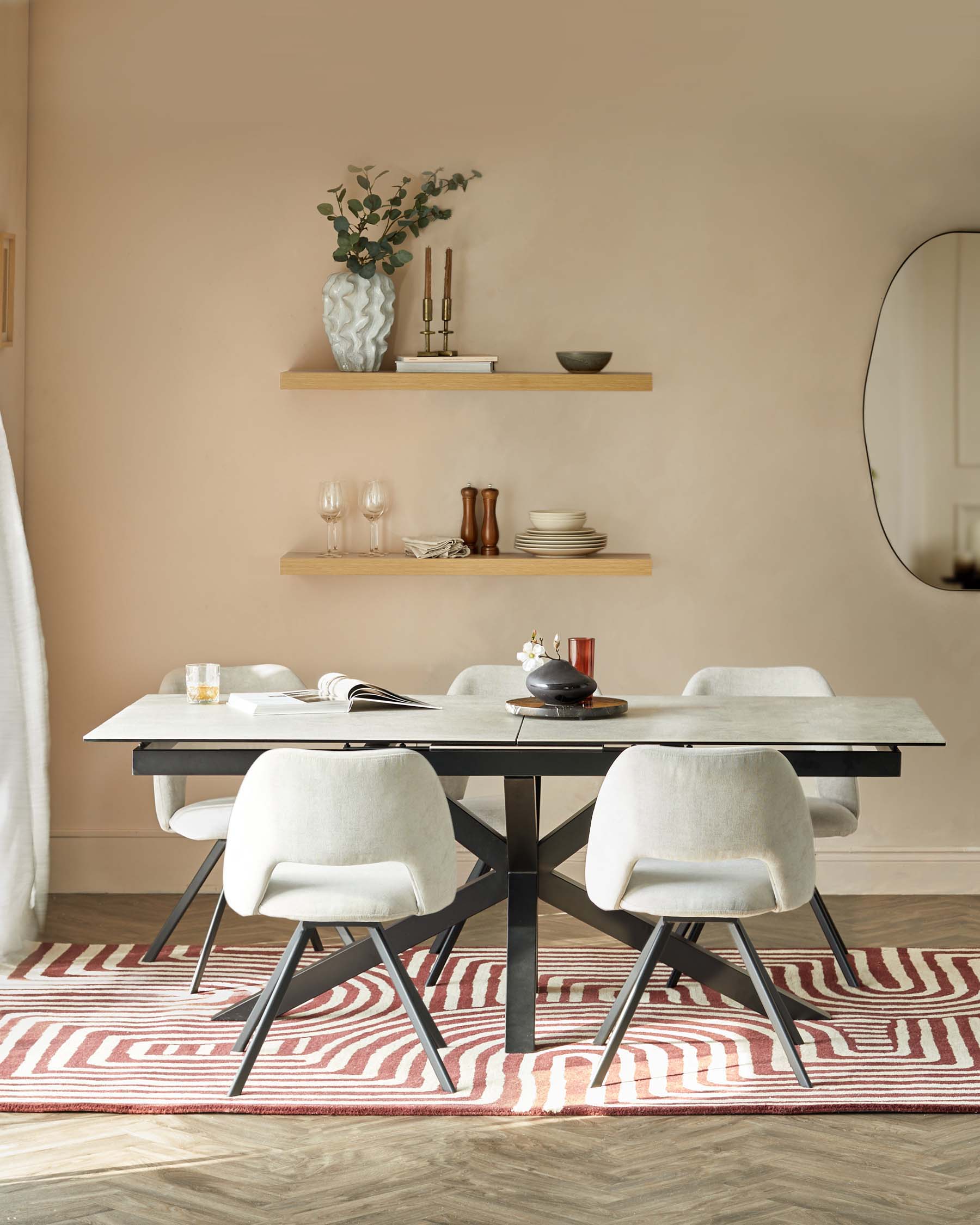 Riley Light Grey Ceramic Extending 8 to 10 Seater Dining Table