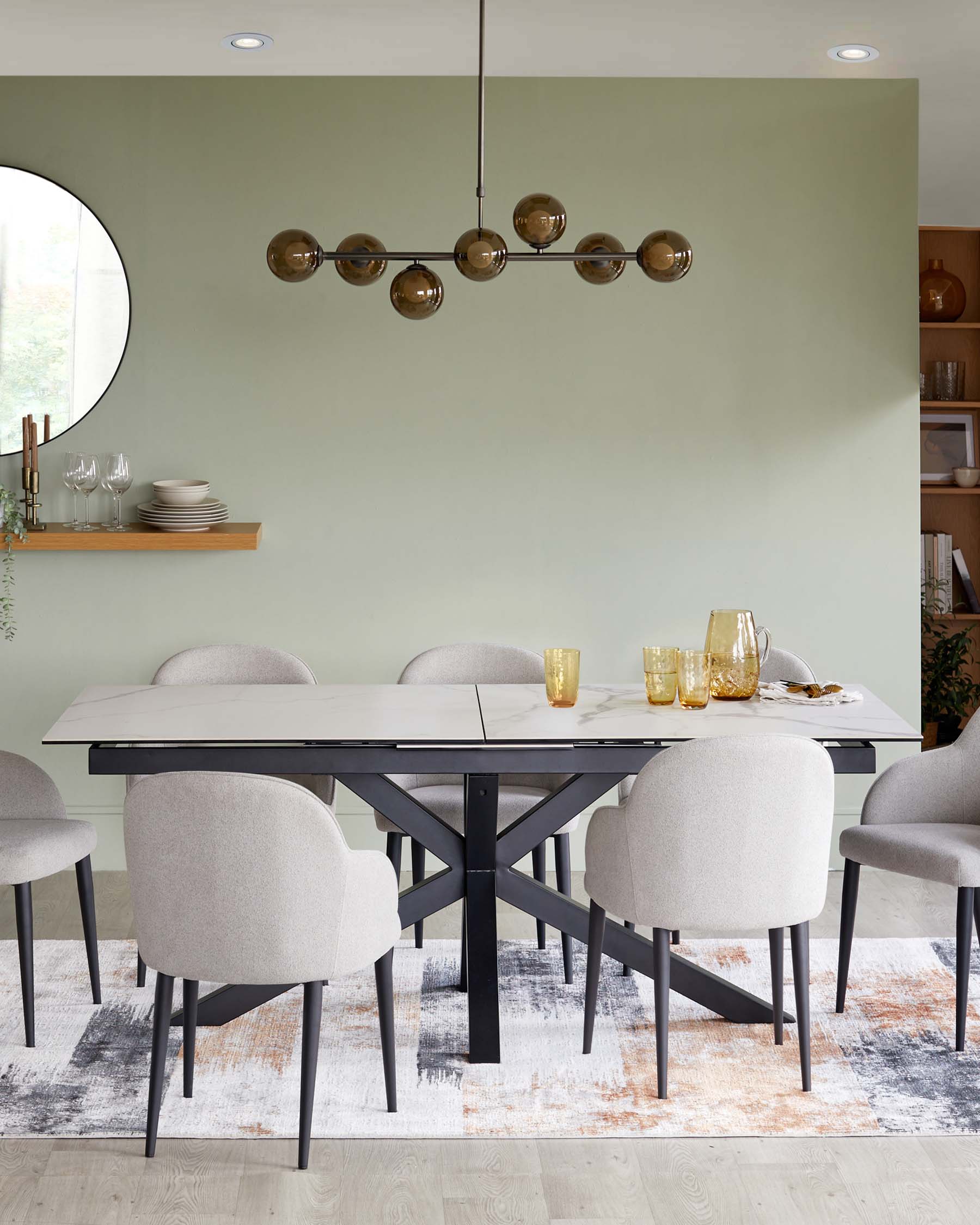 Riley White Marbled Ceramic Extending 8 to 10 Seater Dining Table