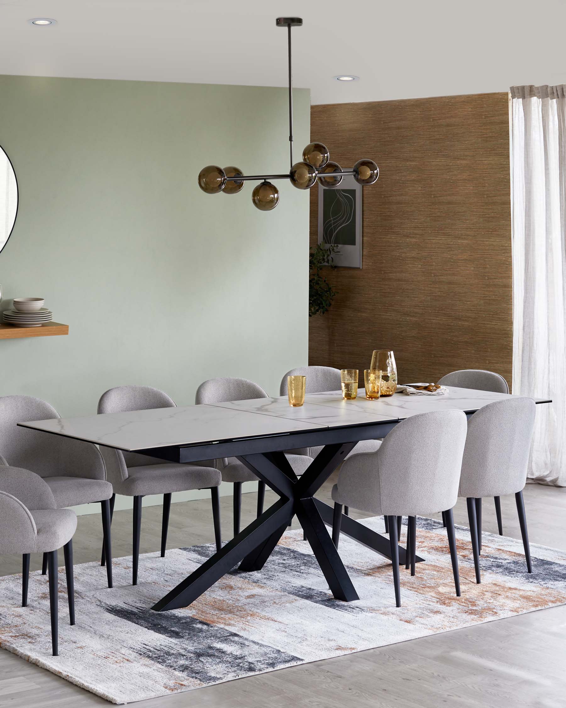 Riley White Marbled Ceramic Extending 8 to 10 Seater Dining Table