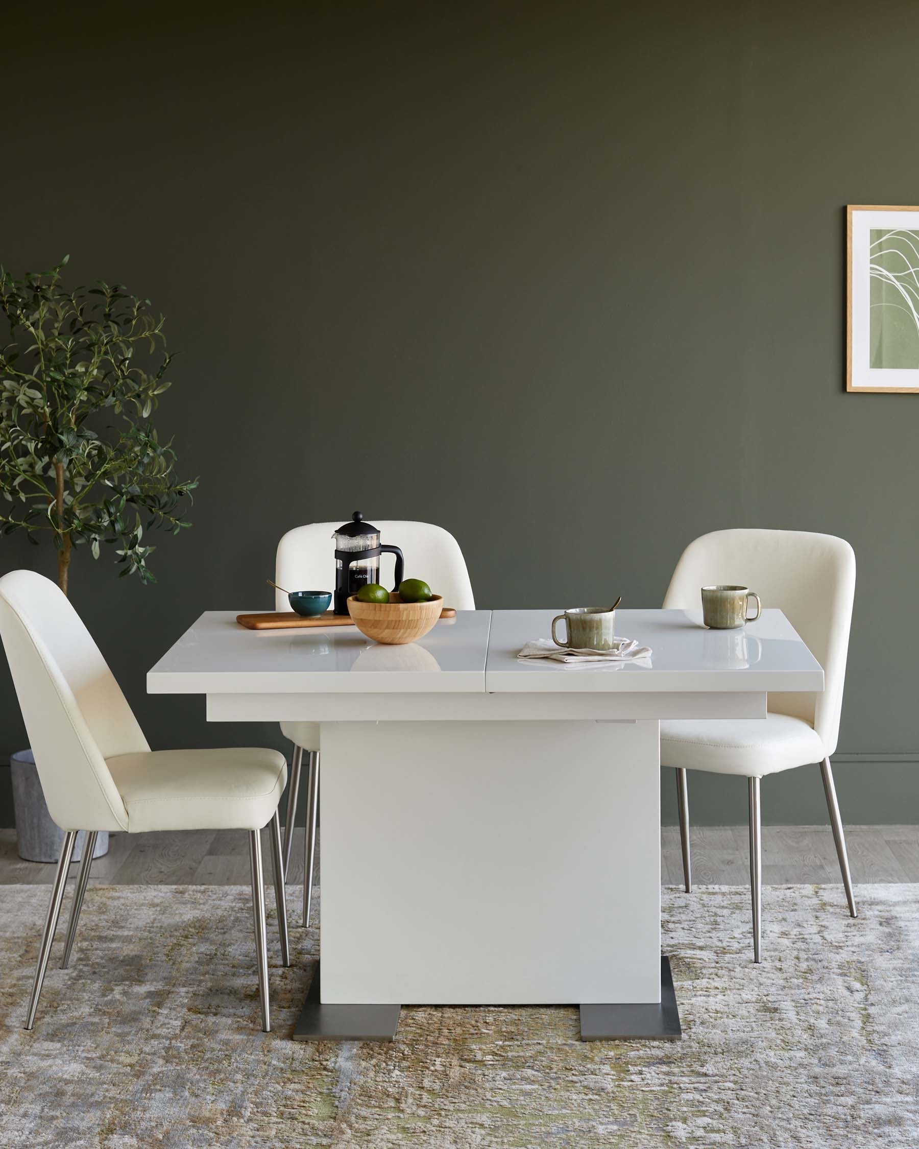 Sanza white gloss extending 6 to 8 seater dining table