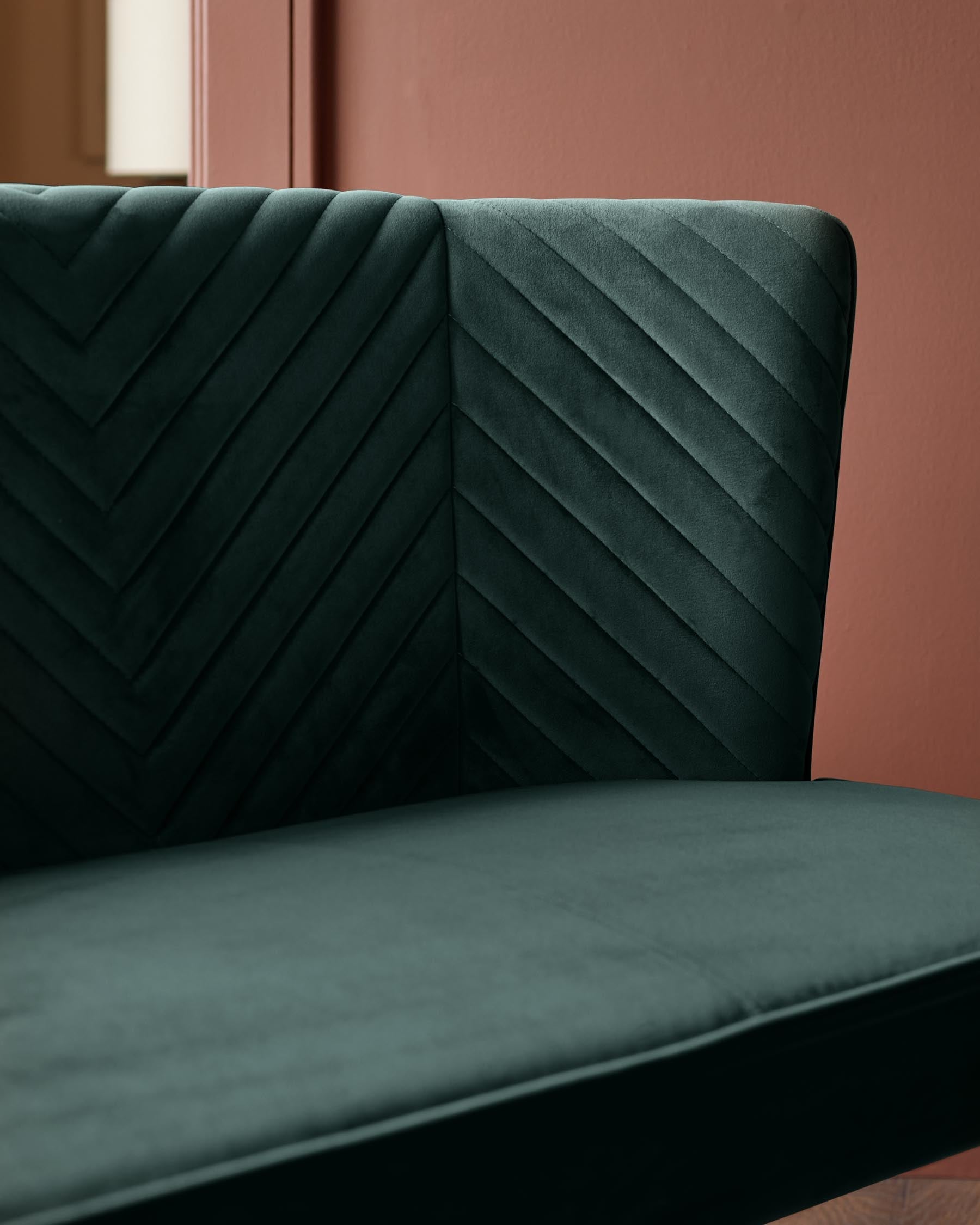 Serena dark green velvet 3 seater dining bench
