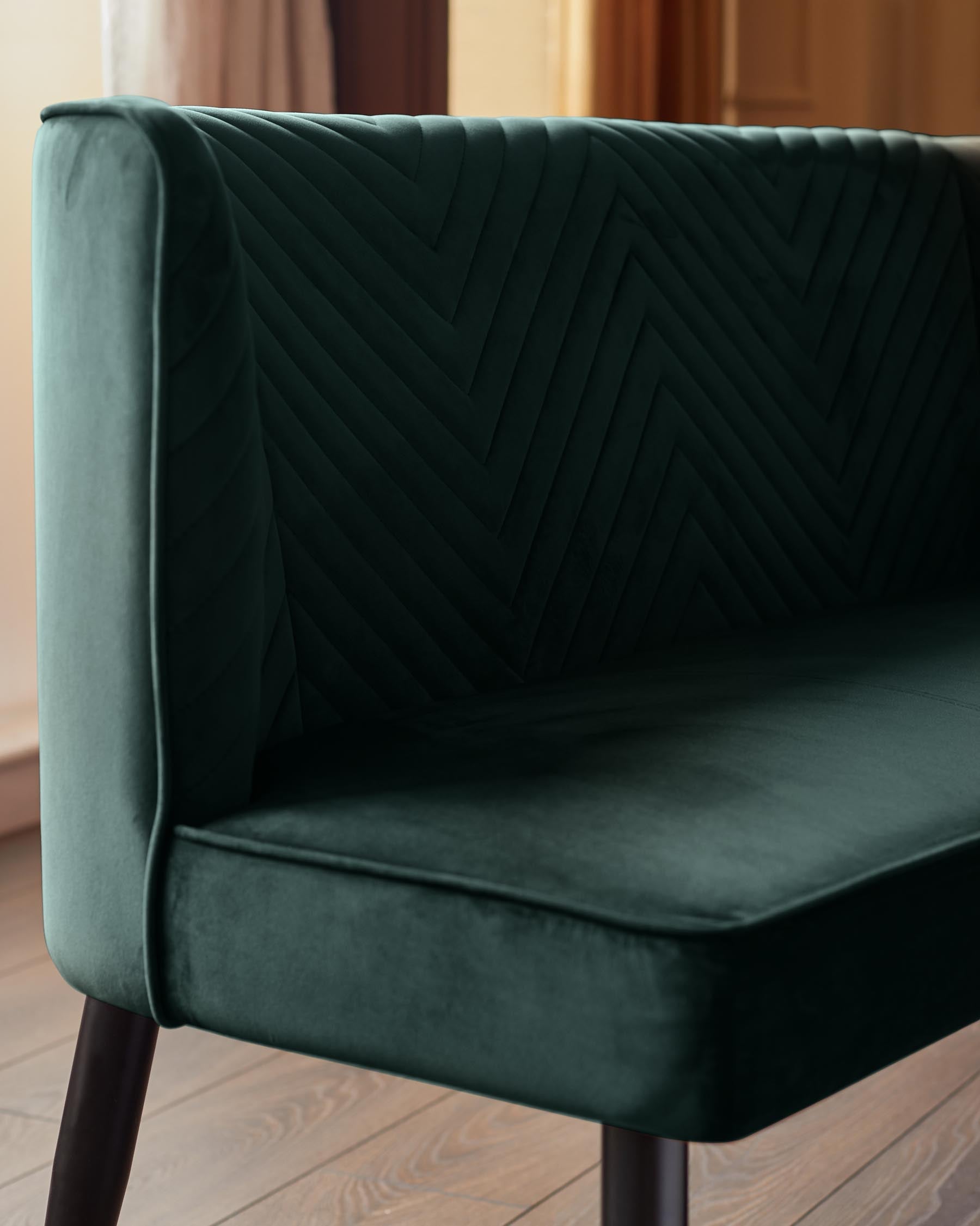 Serena dark green velvet 3 seater dining bench
