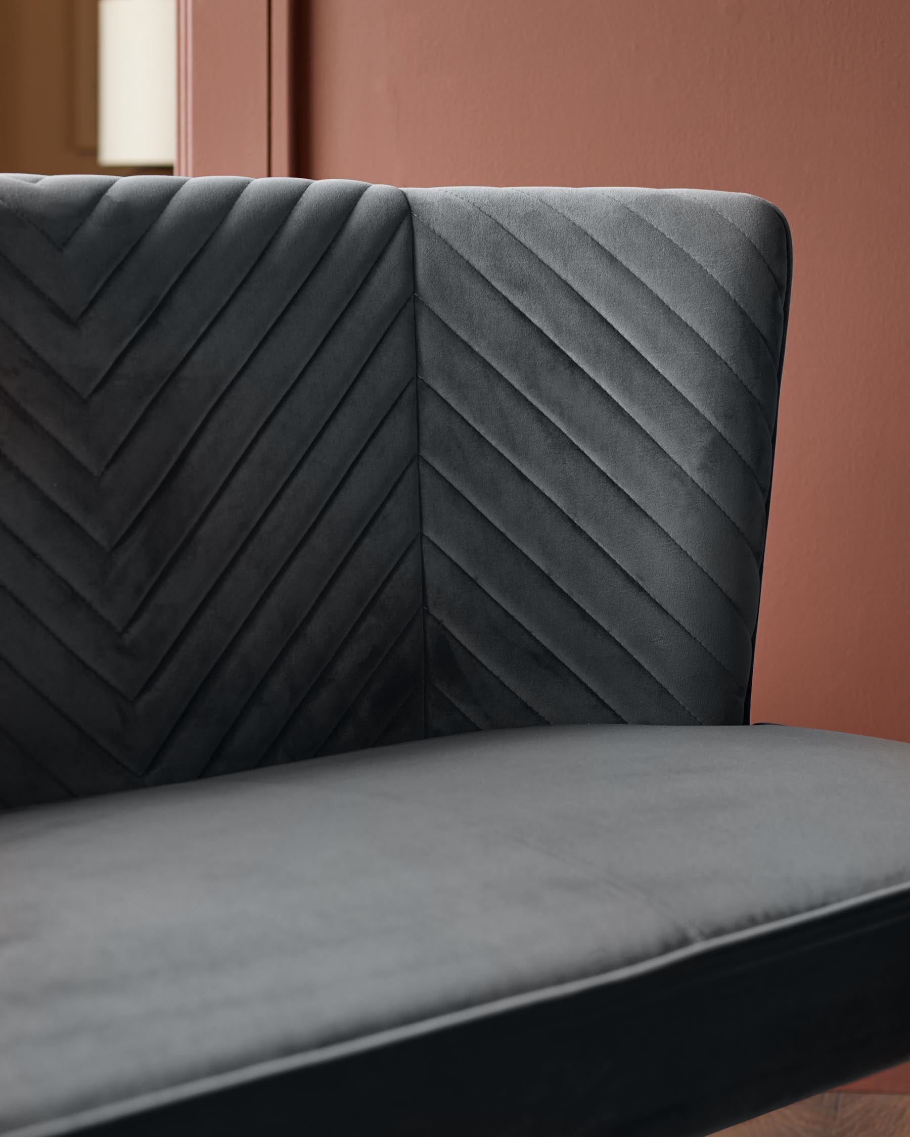 Serena dark grey velvet 3 seater dining bench