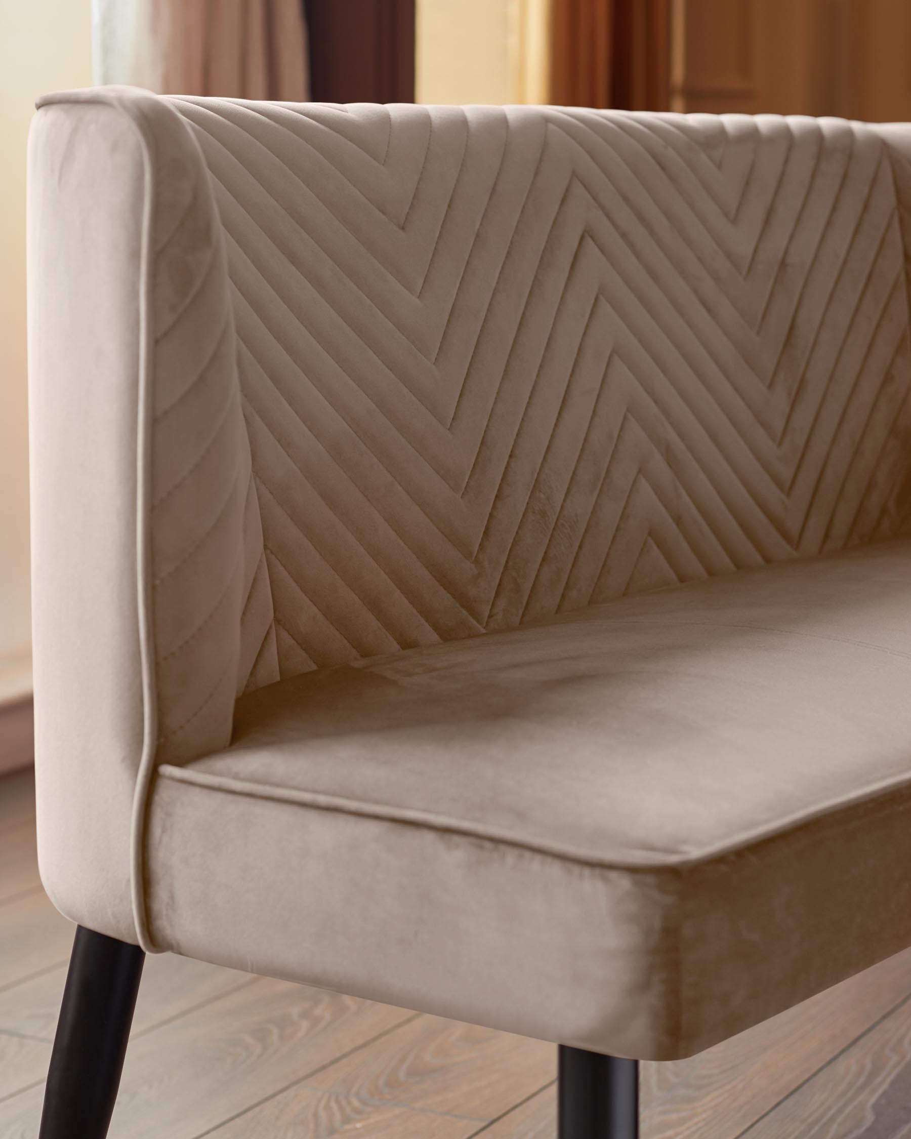 Serena champagne velvet 3 seater dining bench