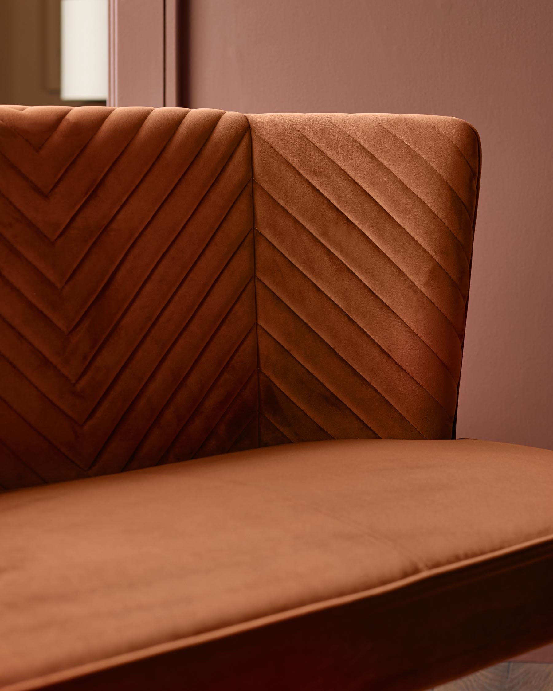Serena rust velvet 3 seater dining bench