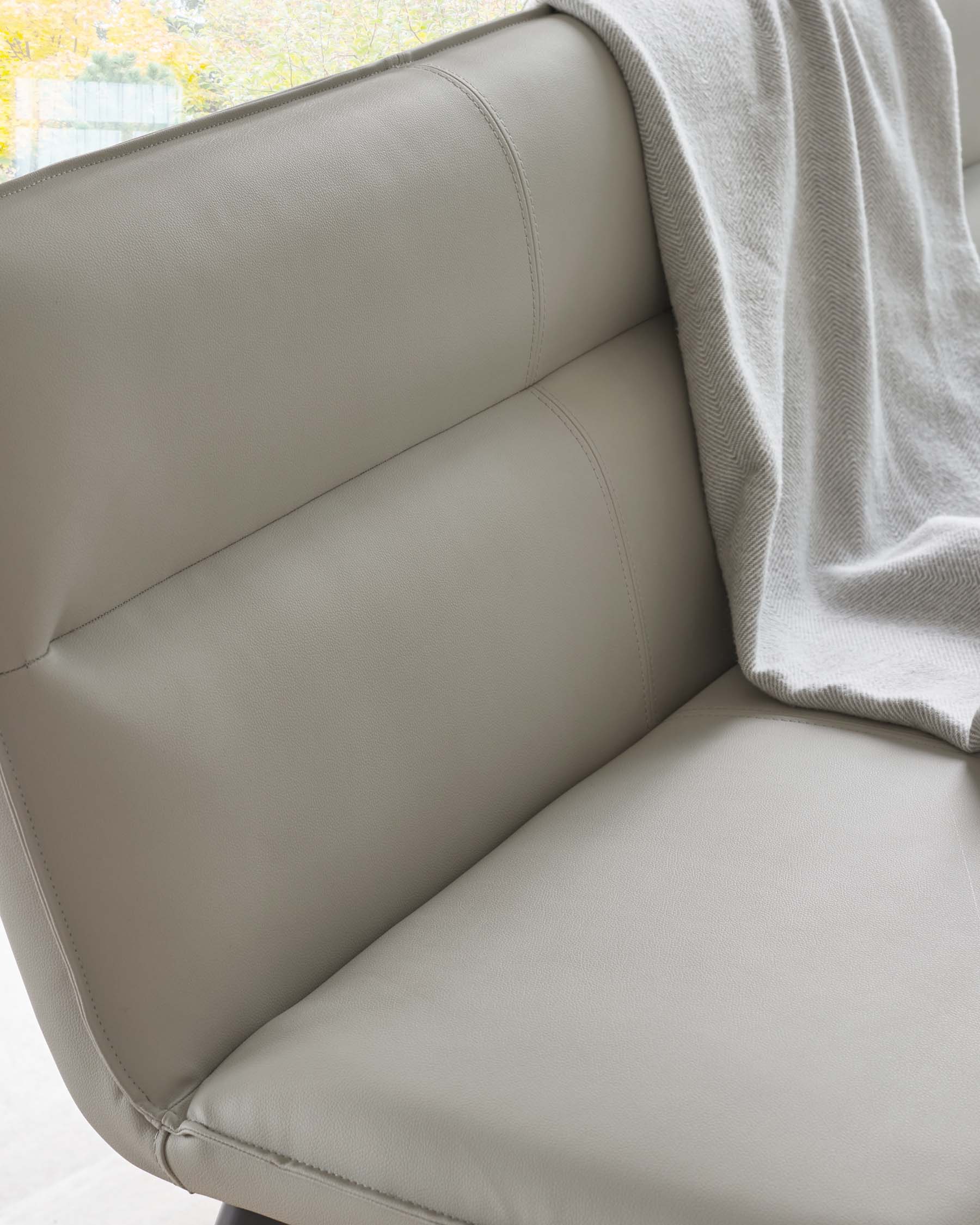 Seth light grey faux leather 3 seater dining bench with backrest