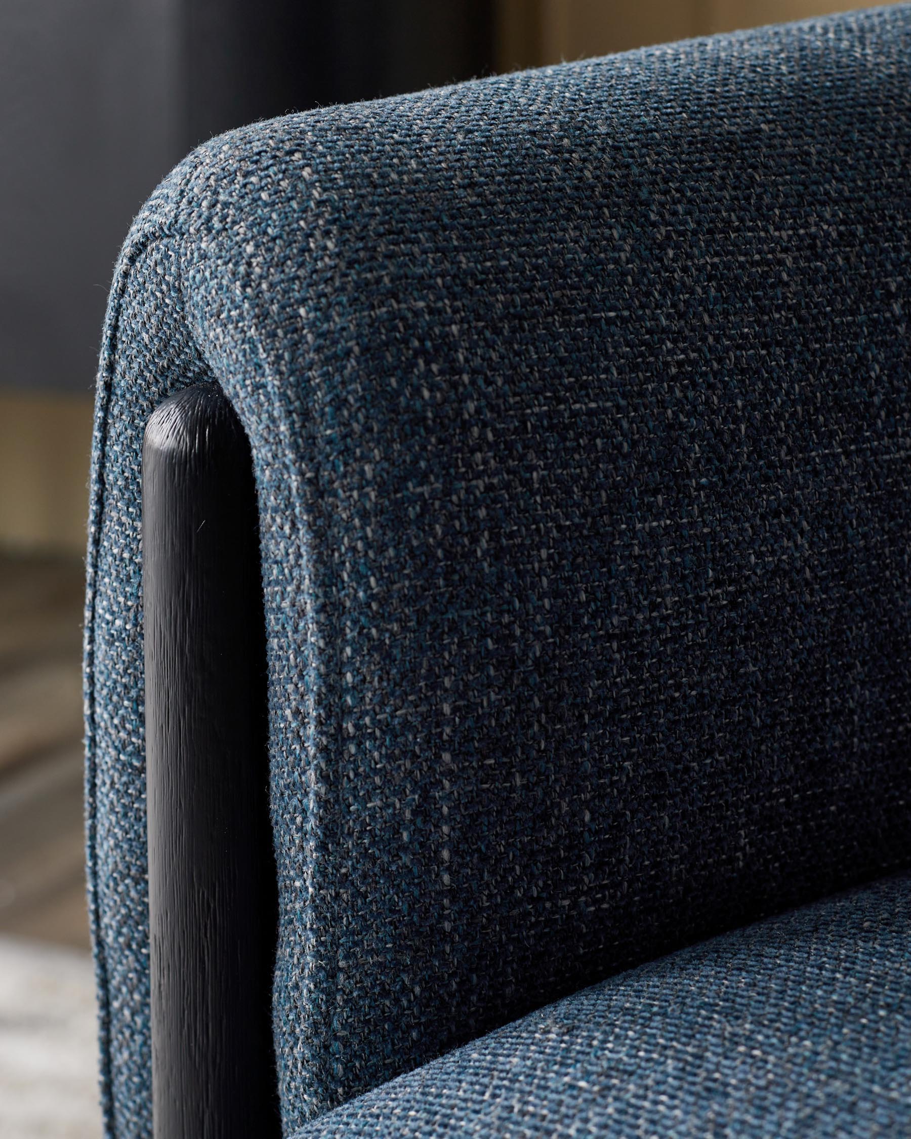 Tristan Blue Textured Weave Accent Chair with Black Wood