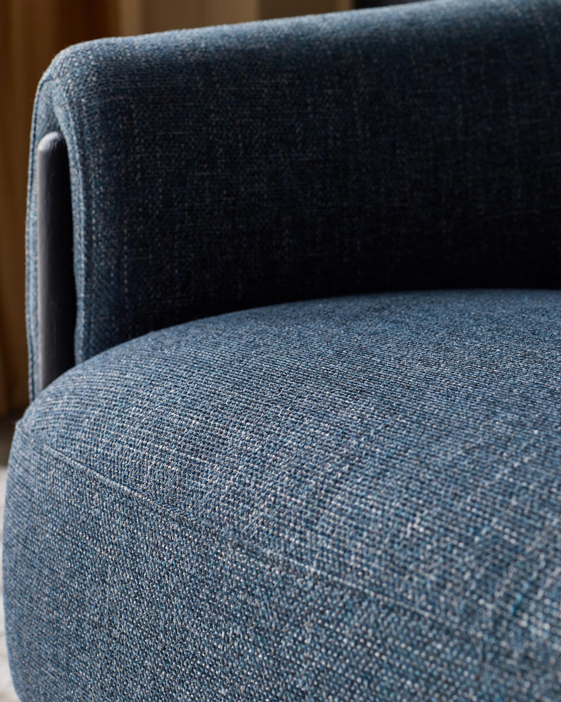 Tristan Blue Textured Weave Accent Chair with Black Wood
