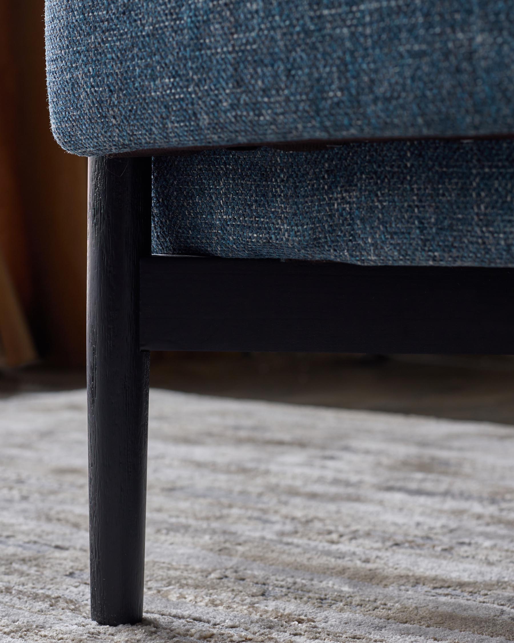 Tristan Blue Textured Weave Accent Chair with Black Wood