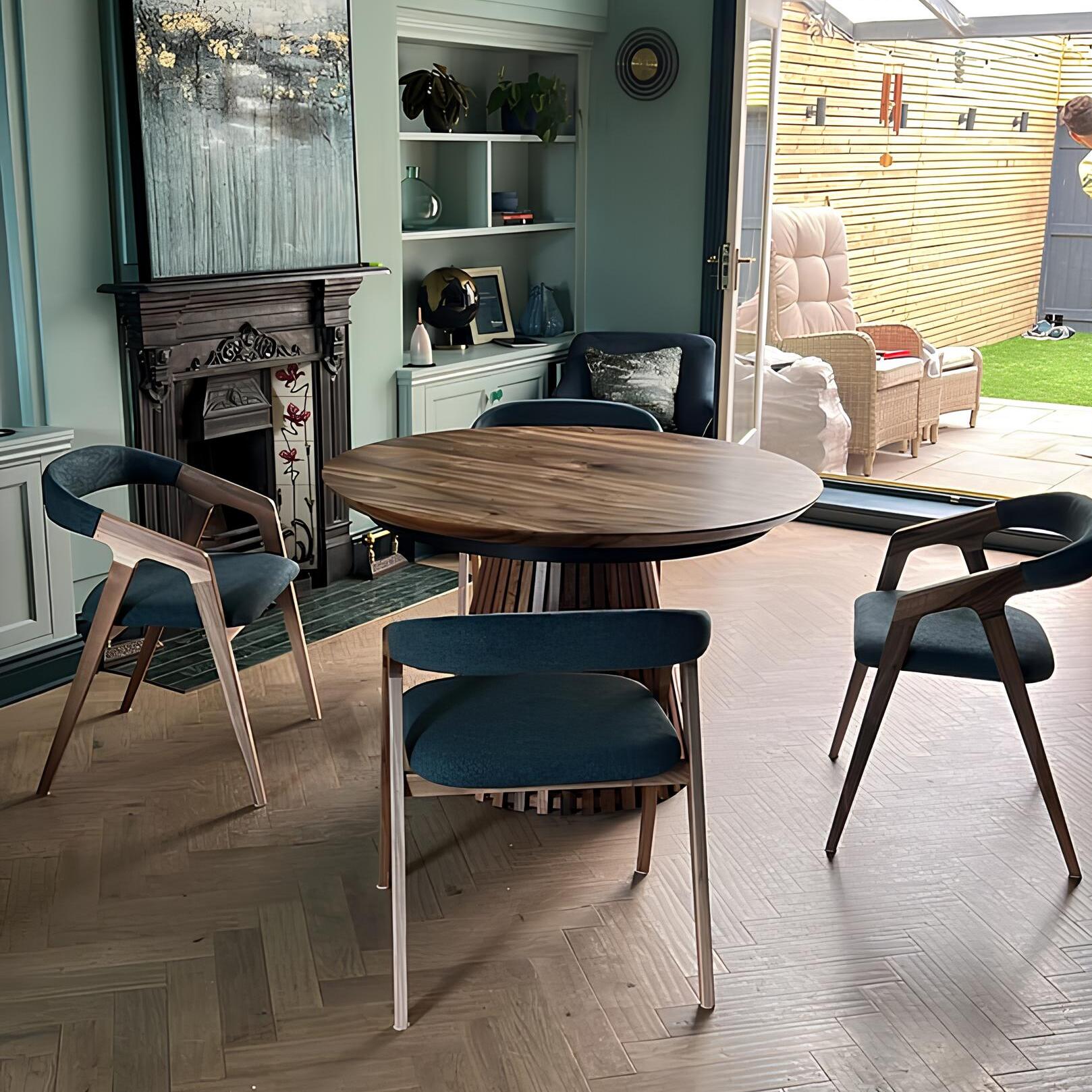 Vivien Round Extendable Dining Table in Solid Walnut