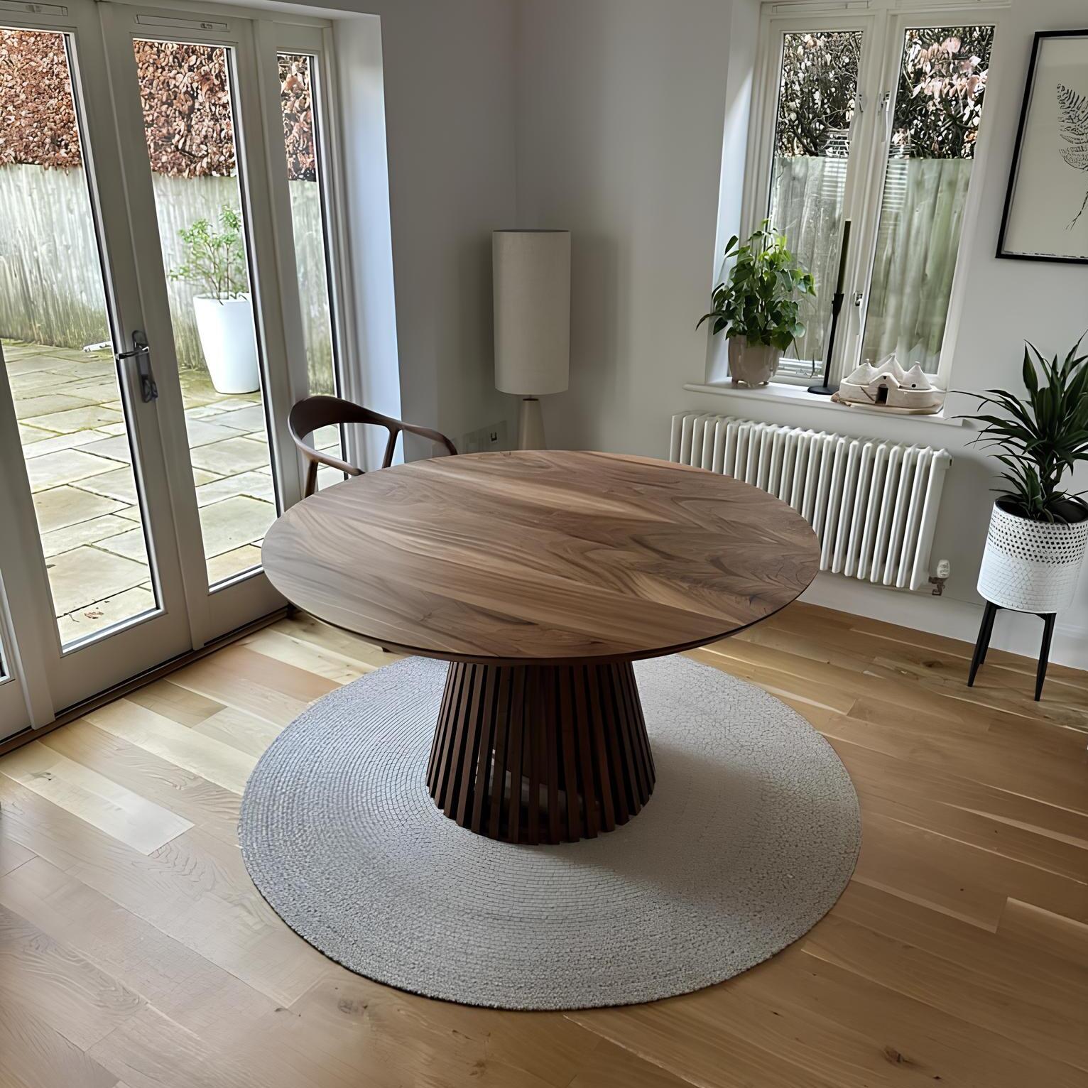Vivien Round Extendable Dining Table in Solid Walnut