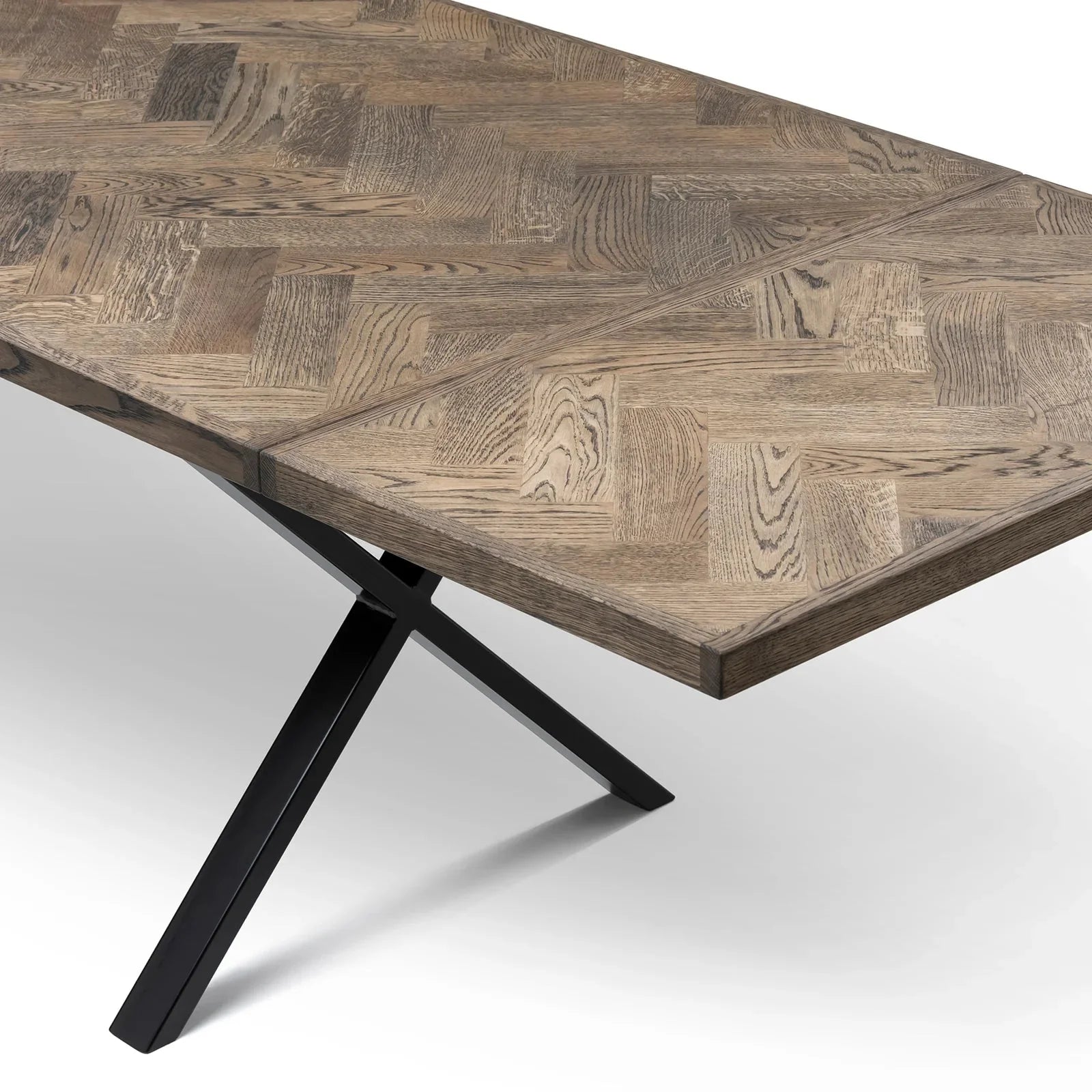 Astrid Charcoal Herringbone Dining Table Extendable