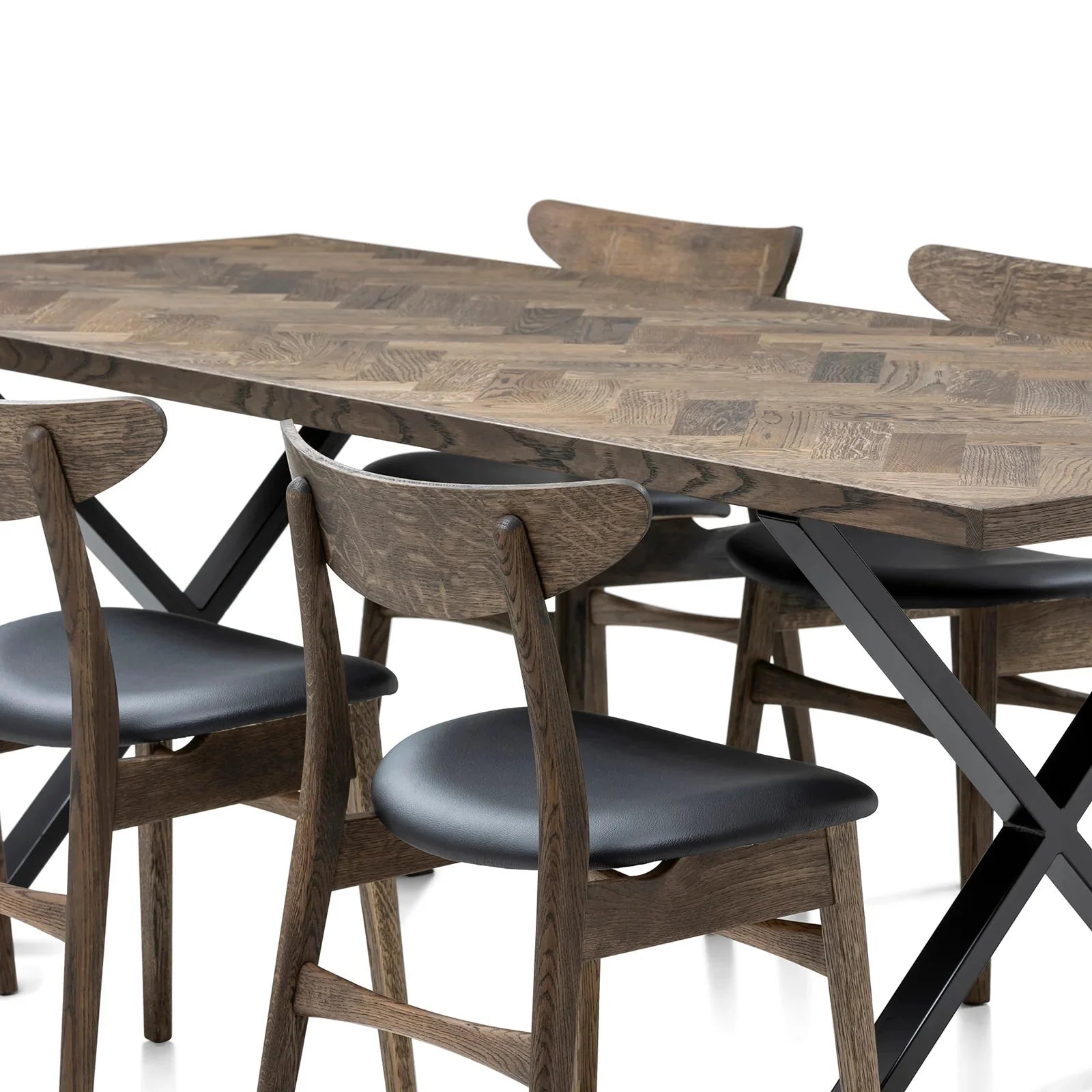 Astrid Charcoal Herringbone Dining Table Extendable