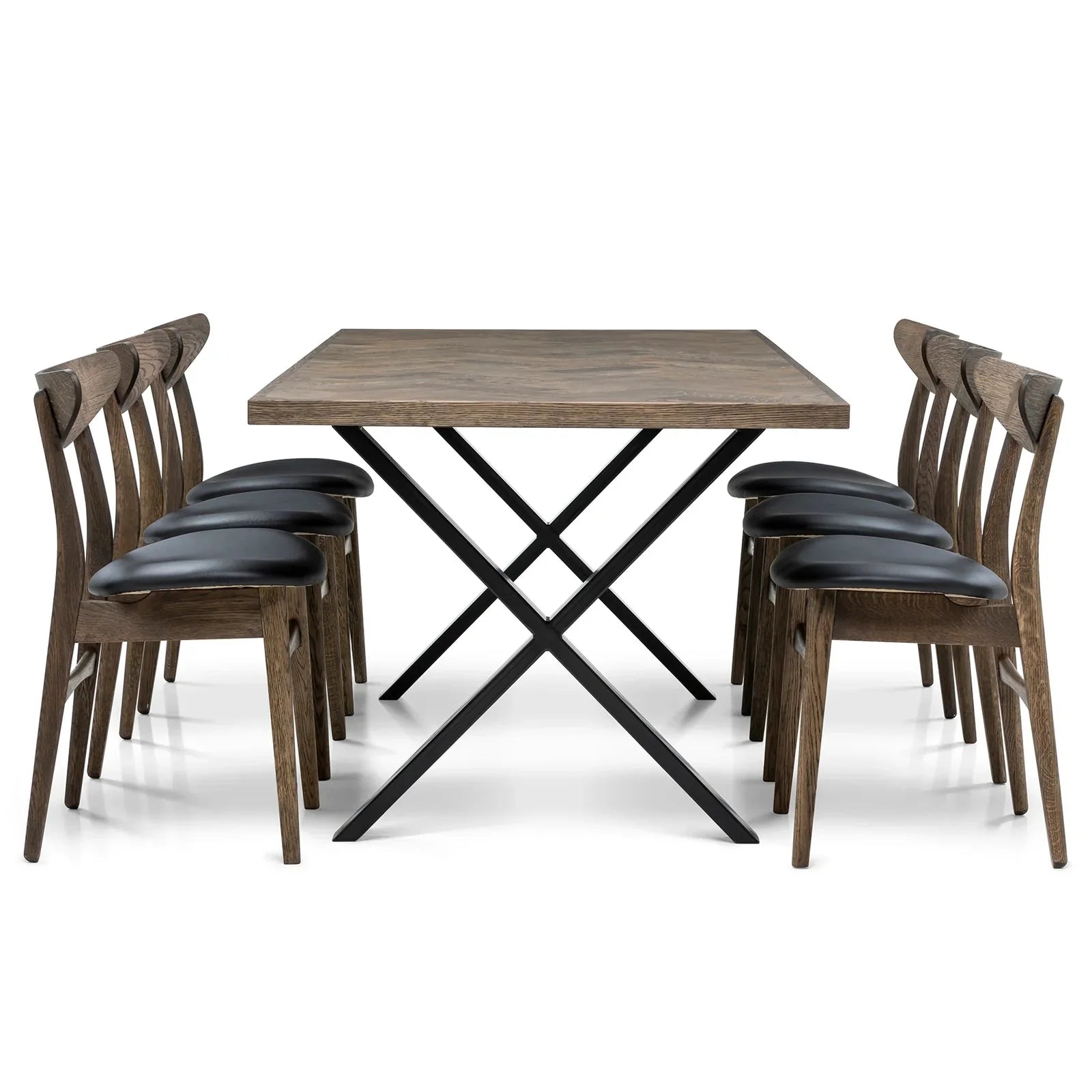 Astrid Charcoal Herringbone Dining Table Extendable
