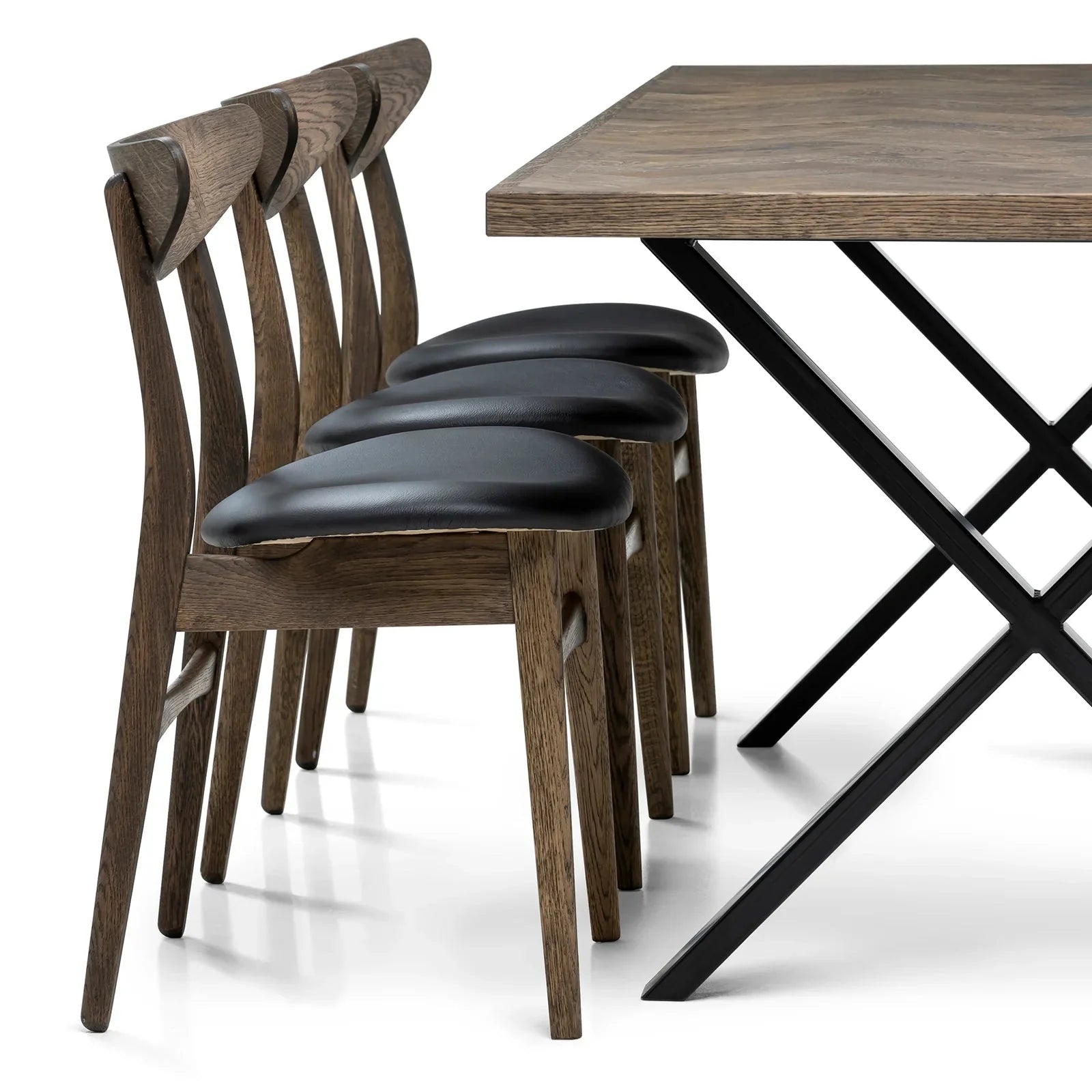 Astrid Charcoal Herringbone Dining Table Extendable