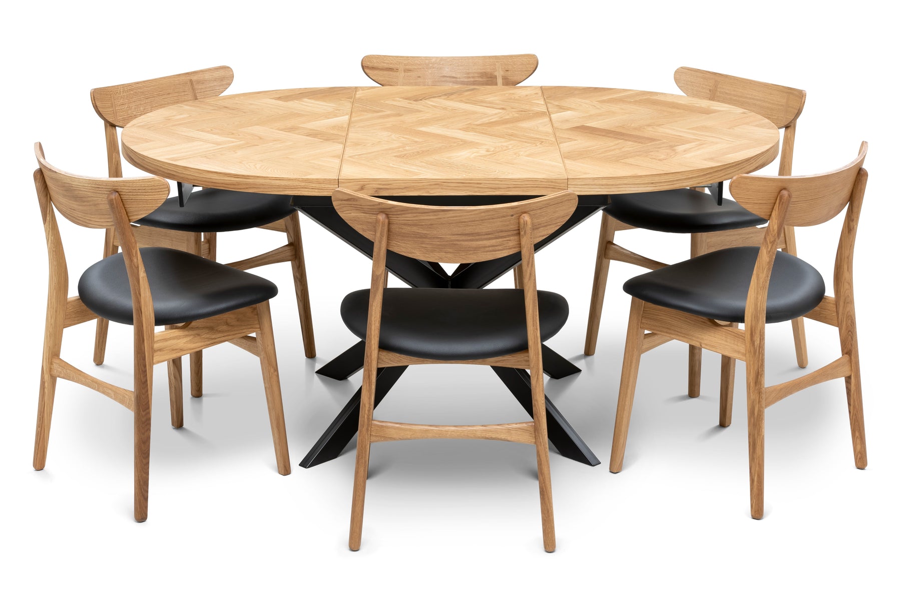 Astrid Round Extendable Parquet Dining Table
