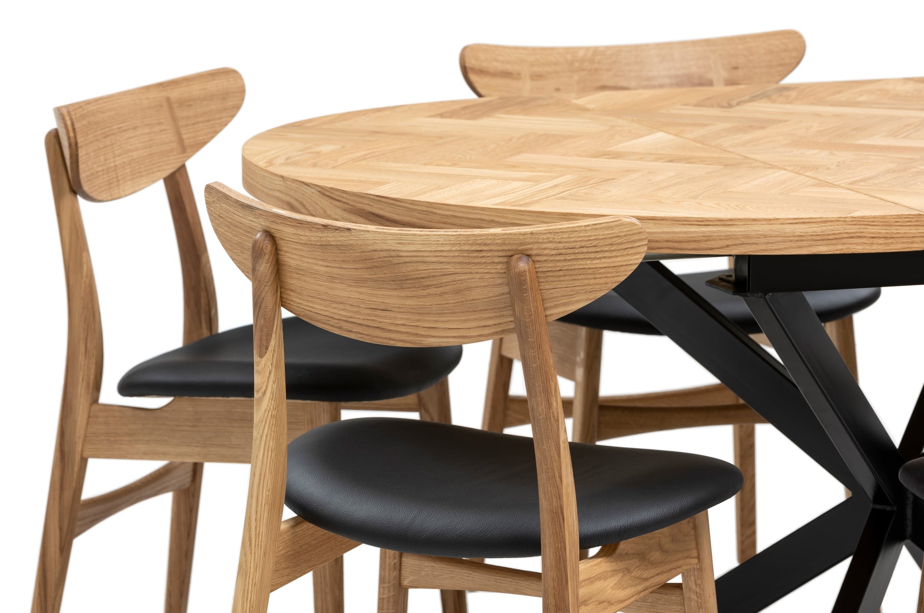 Astrid Round Extendable Parquet Dining Table