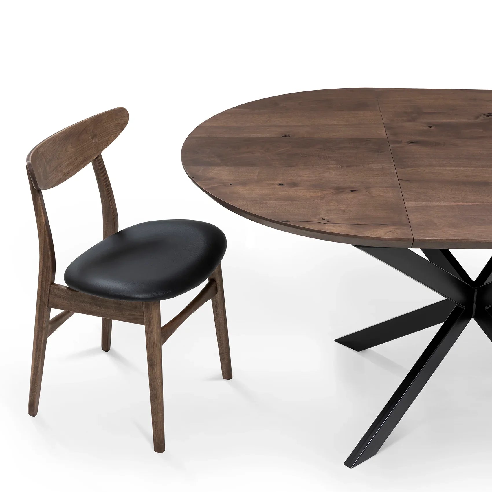 Beatrice Round Extendable Dining Table in Dark Walnut