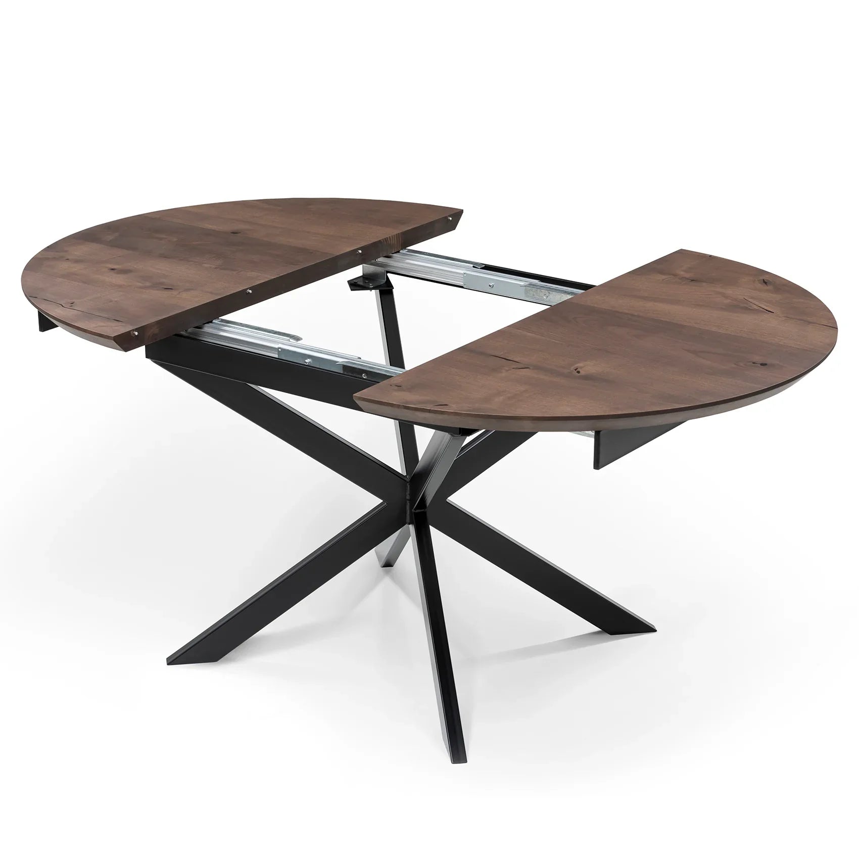 Beatrice Round Extendable Dining Table in Dark Walnut