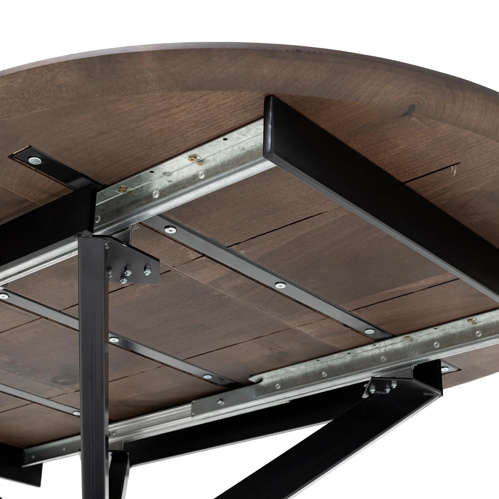 Beatrice Round Extendable Dining Table in Dark Walnut