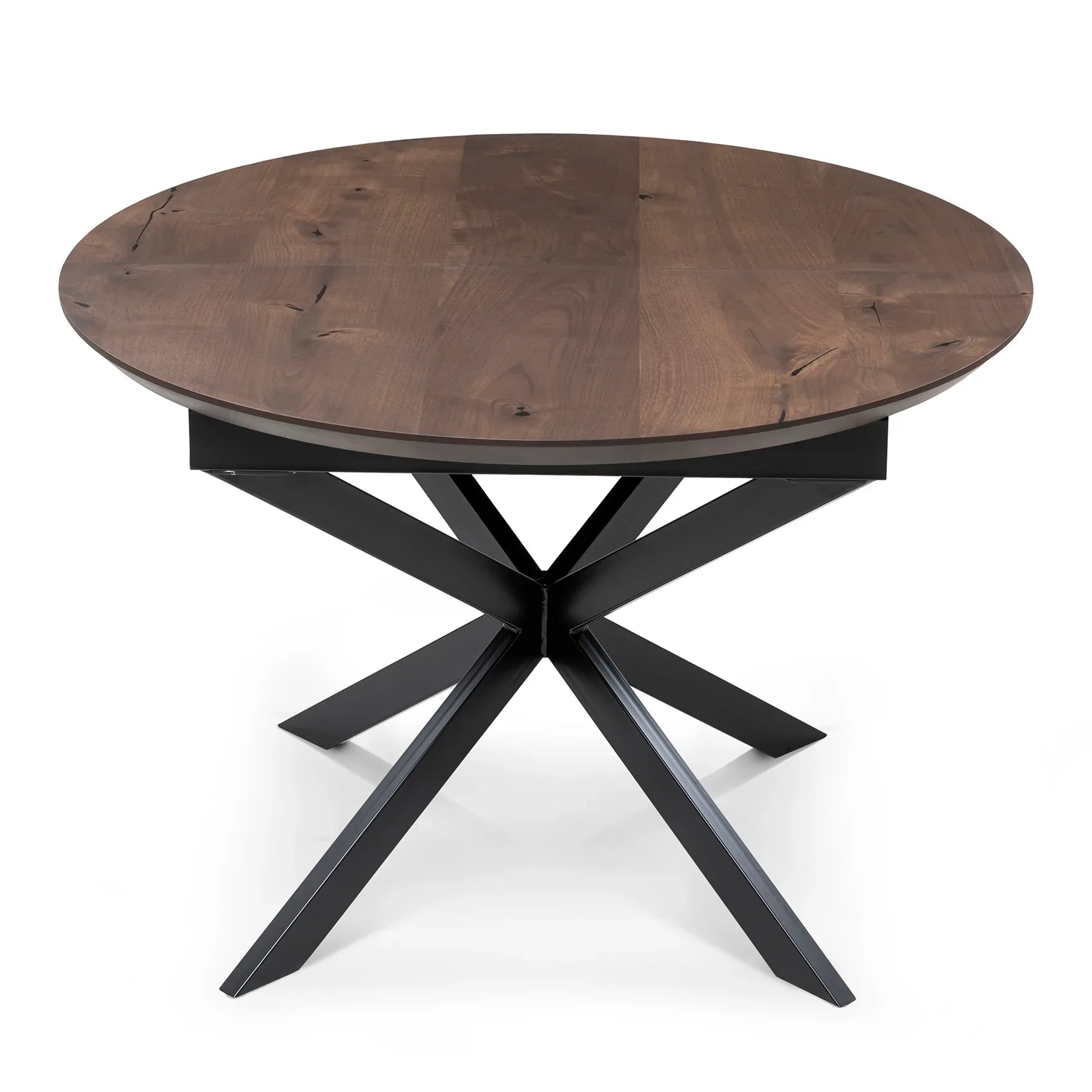 Beatrice Round Extendable Dining Table in Dark Walnut