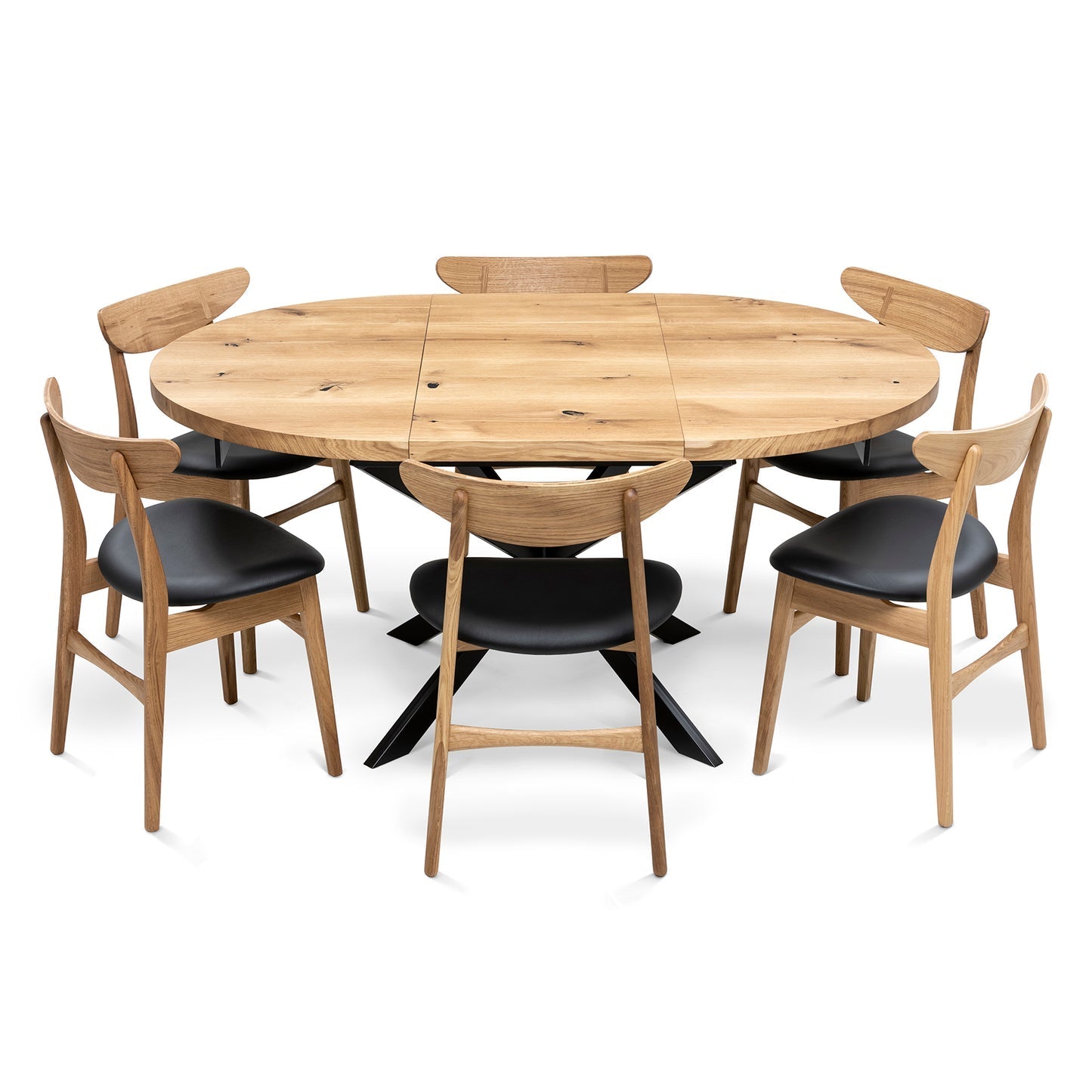 Beatrice Round Extendable Oak Dining Table in Solid Oak