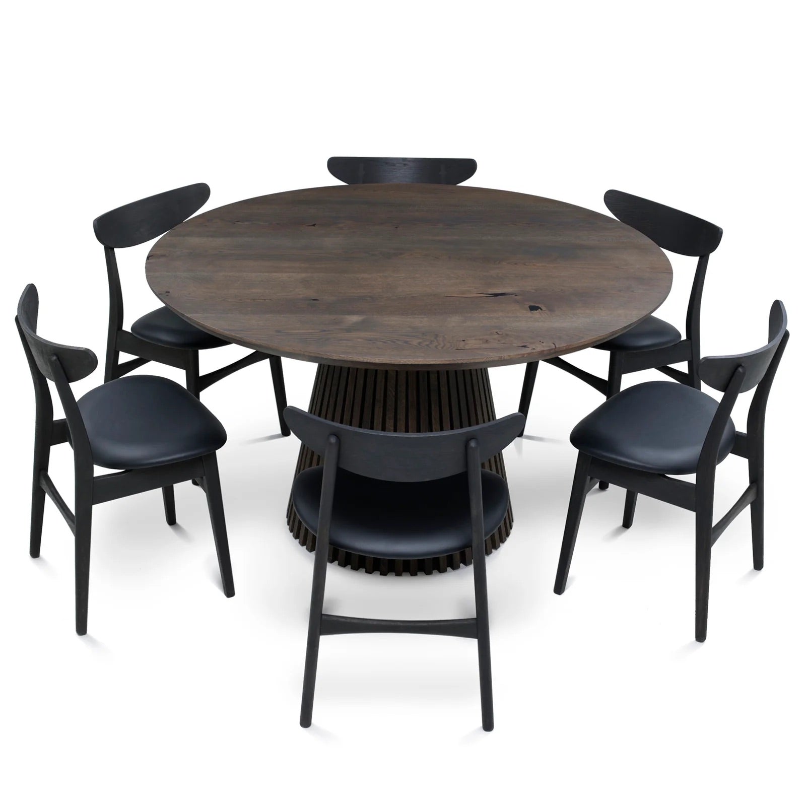 Vivien Round Extendable Dining Table in Charcoal Oak