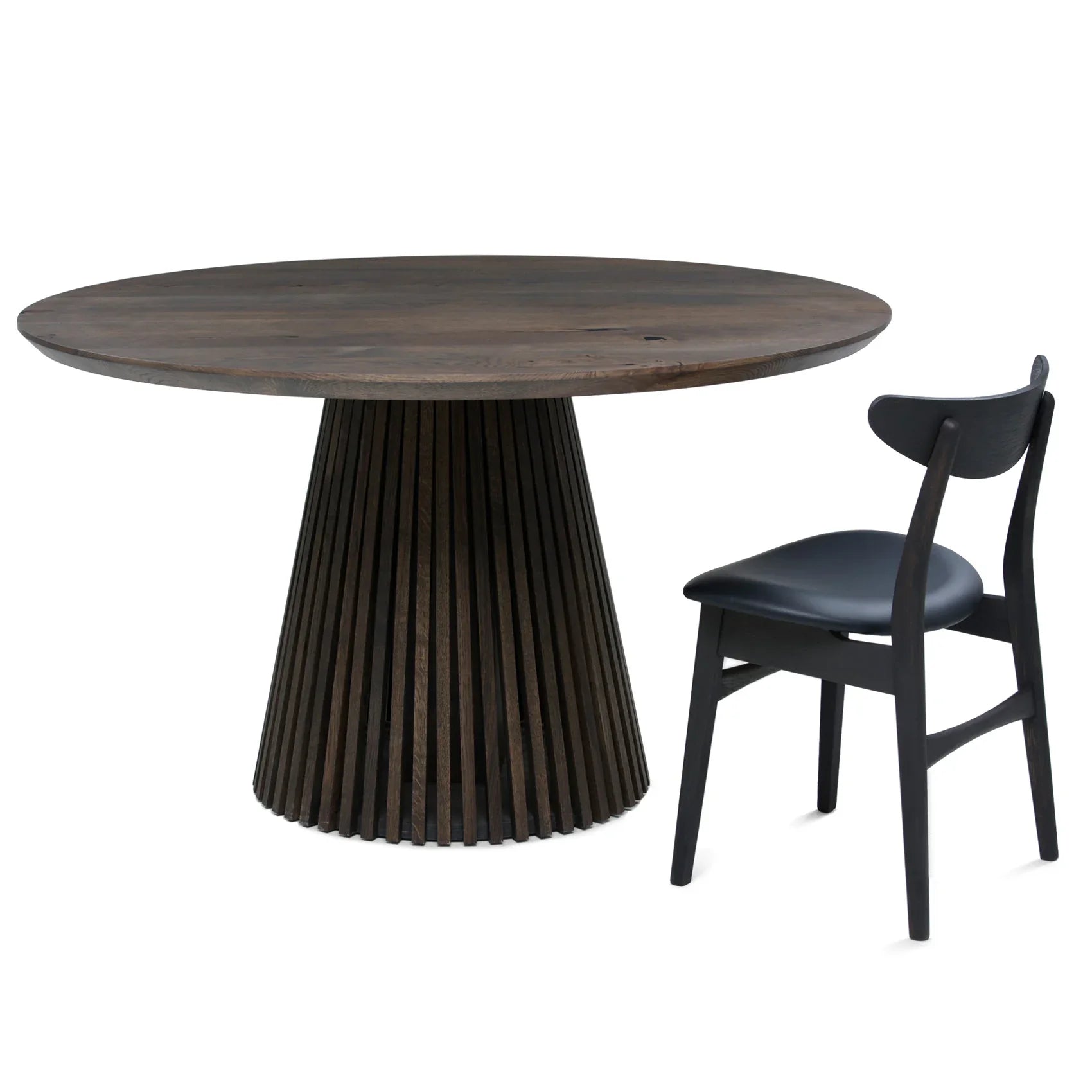 Vivien Round Extendable Dining Table in Charcoal Oak