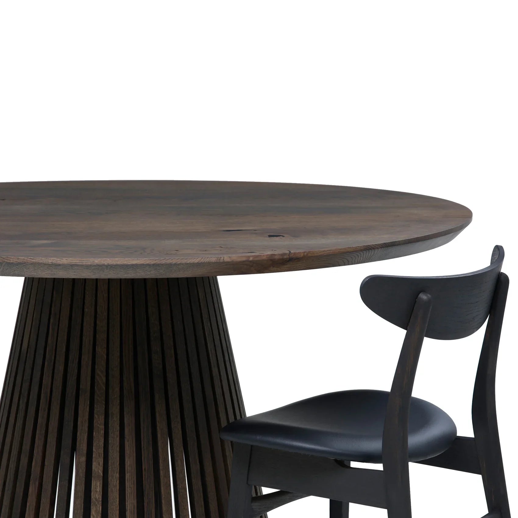 Vivien Round Extendable Dining Table in Charcoal Oak