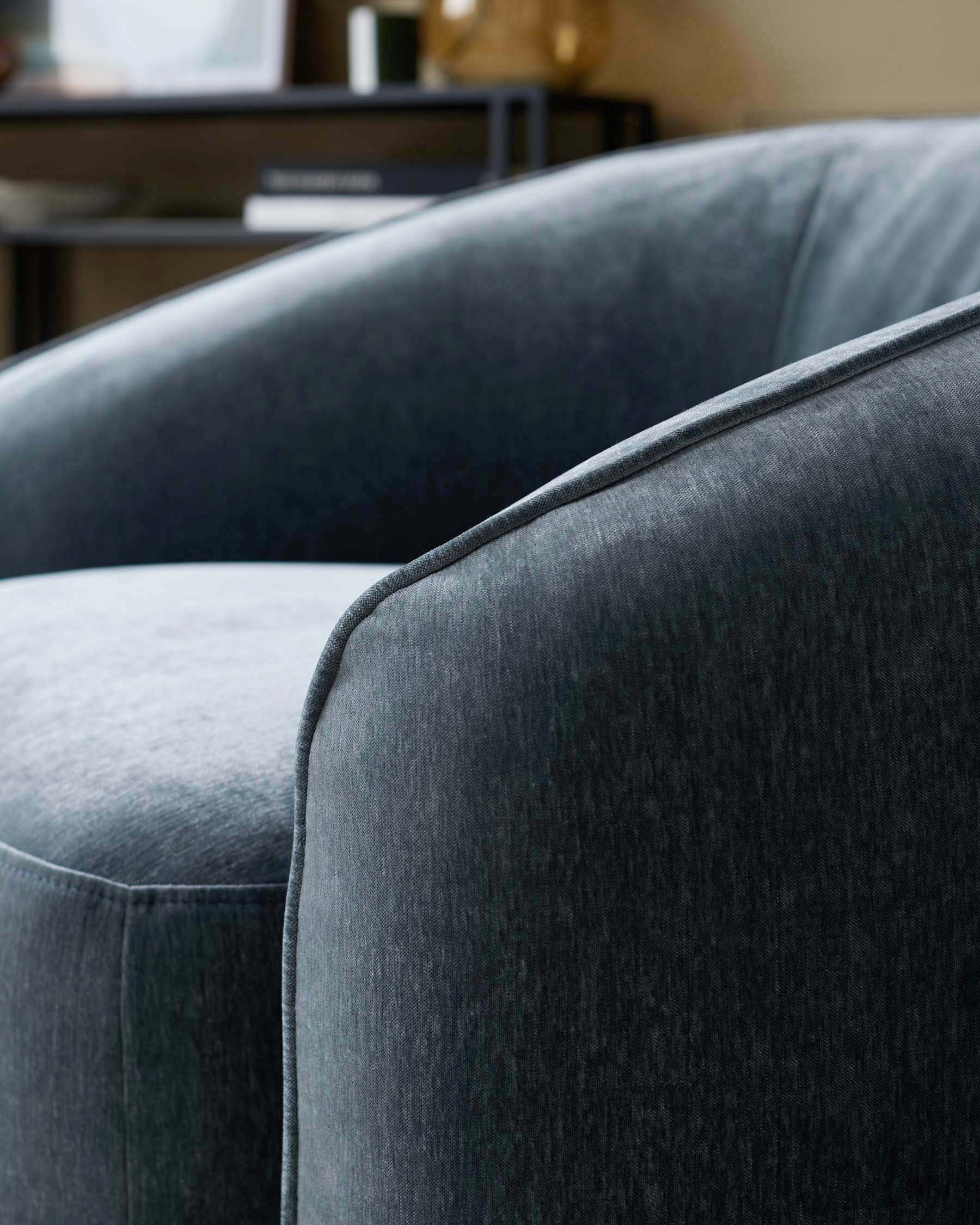 Zoey blue grey fabric armchair