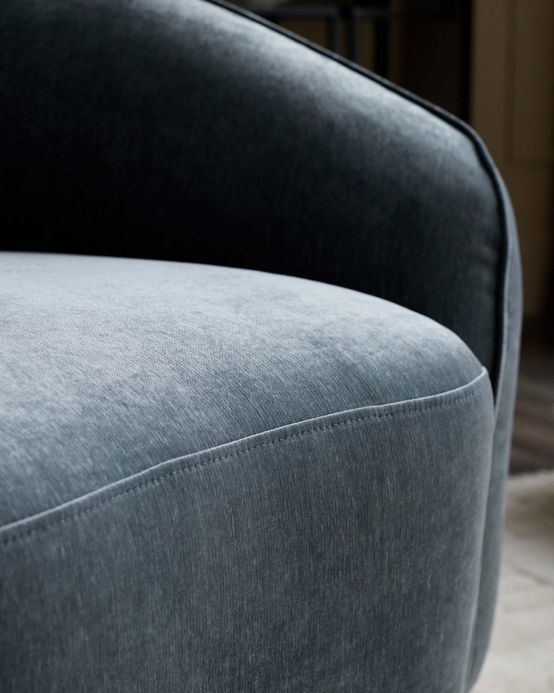 Zoey blue grey fabric armchair
