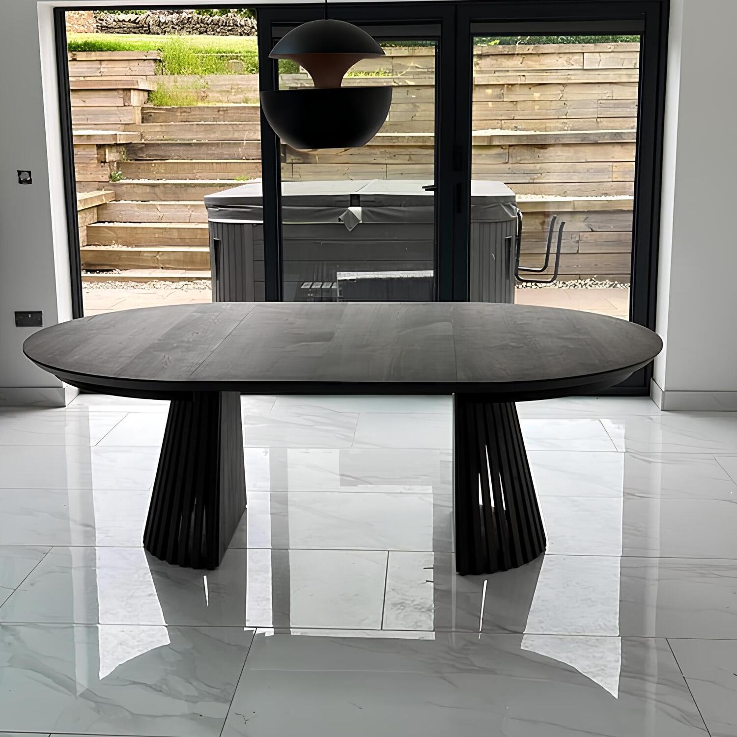 Vivien Round Extendable Dining Table in Charcoal Oak