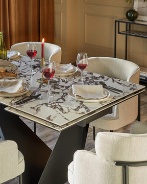 Calenzano white calacatta ceramic extending 8 to 10 seater dining table